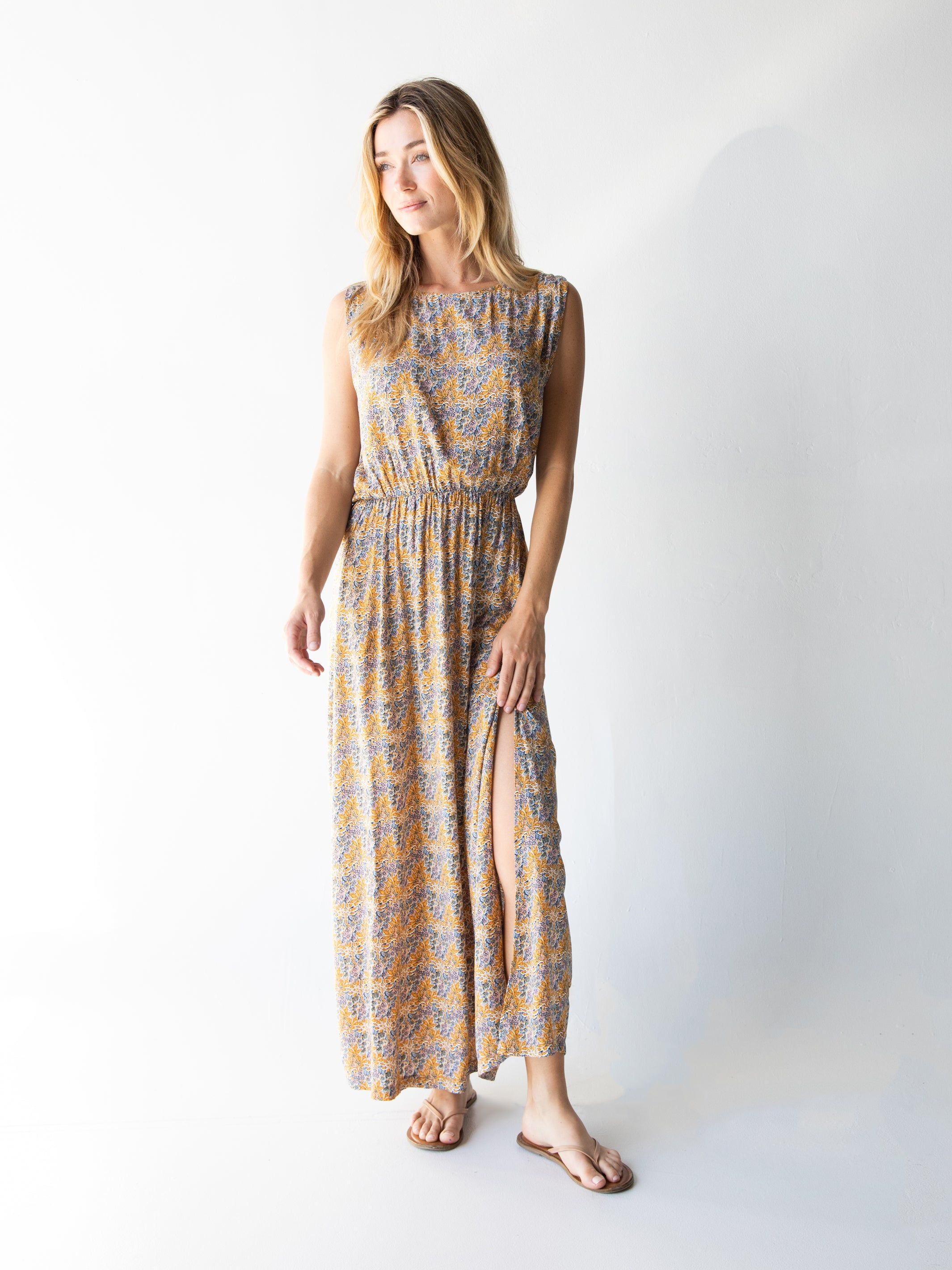 Christine Maxi Dress - Blue Yellow Floral | Parallel