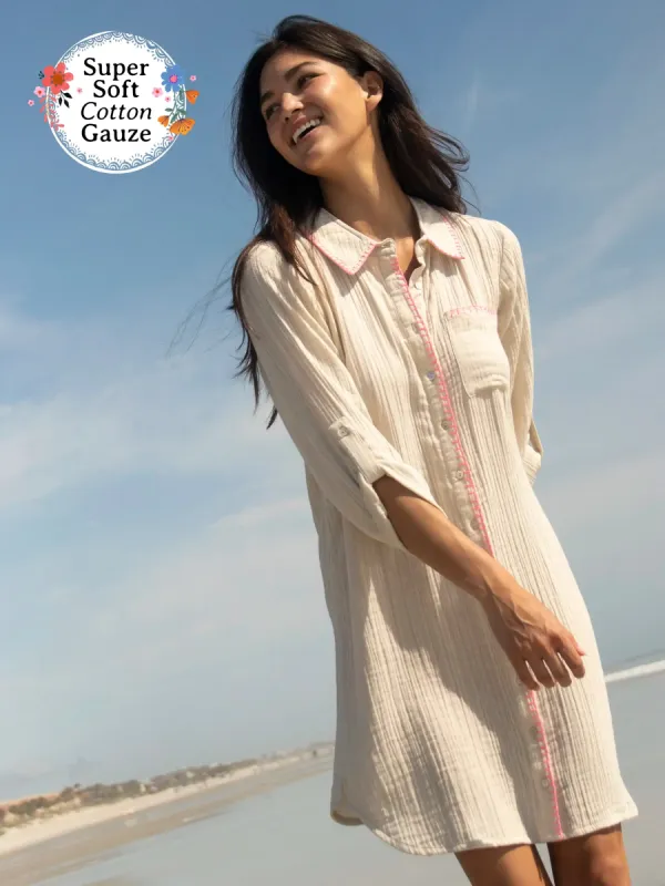 Lola Cotton Shirt Dress - Dove Grey sold by NATURAL LIFE