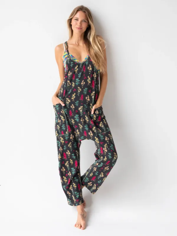 Lucy Jumpsuit - Charcoal Pink Bouquets sold by NATURAL LIFE