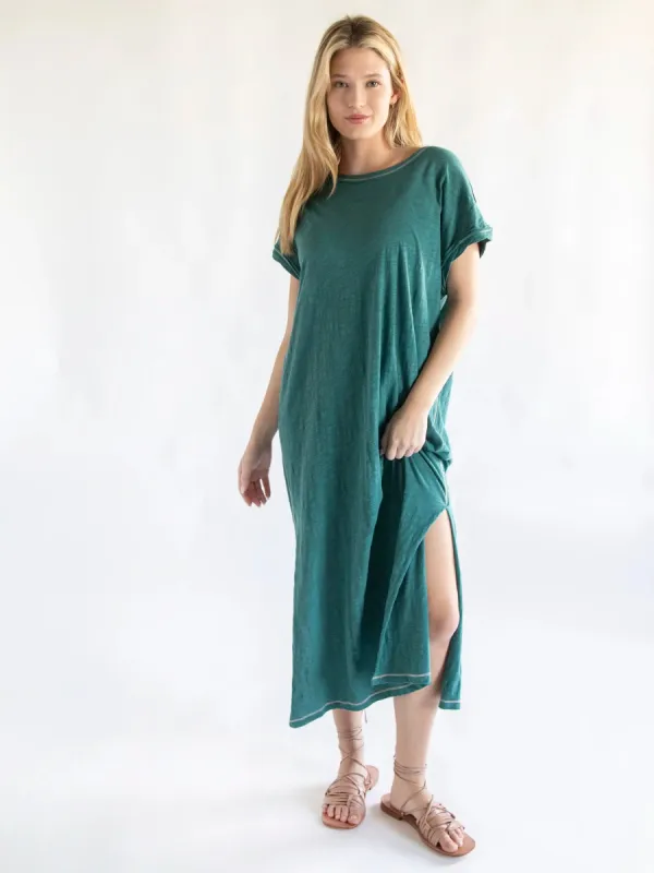 Frankie Knit Cotton Tee Midi Dress - Sea Green sold by NATURAL LIFE