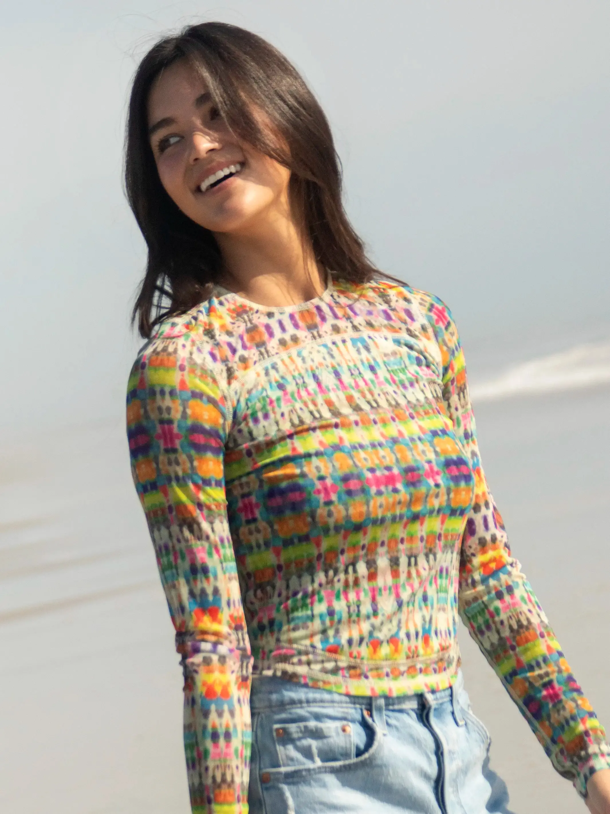 Sloane Mesh Long Sleeve Top - Fuchsia Marigold Tie-Dye sold by NATURAL LIFE