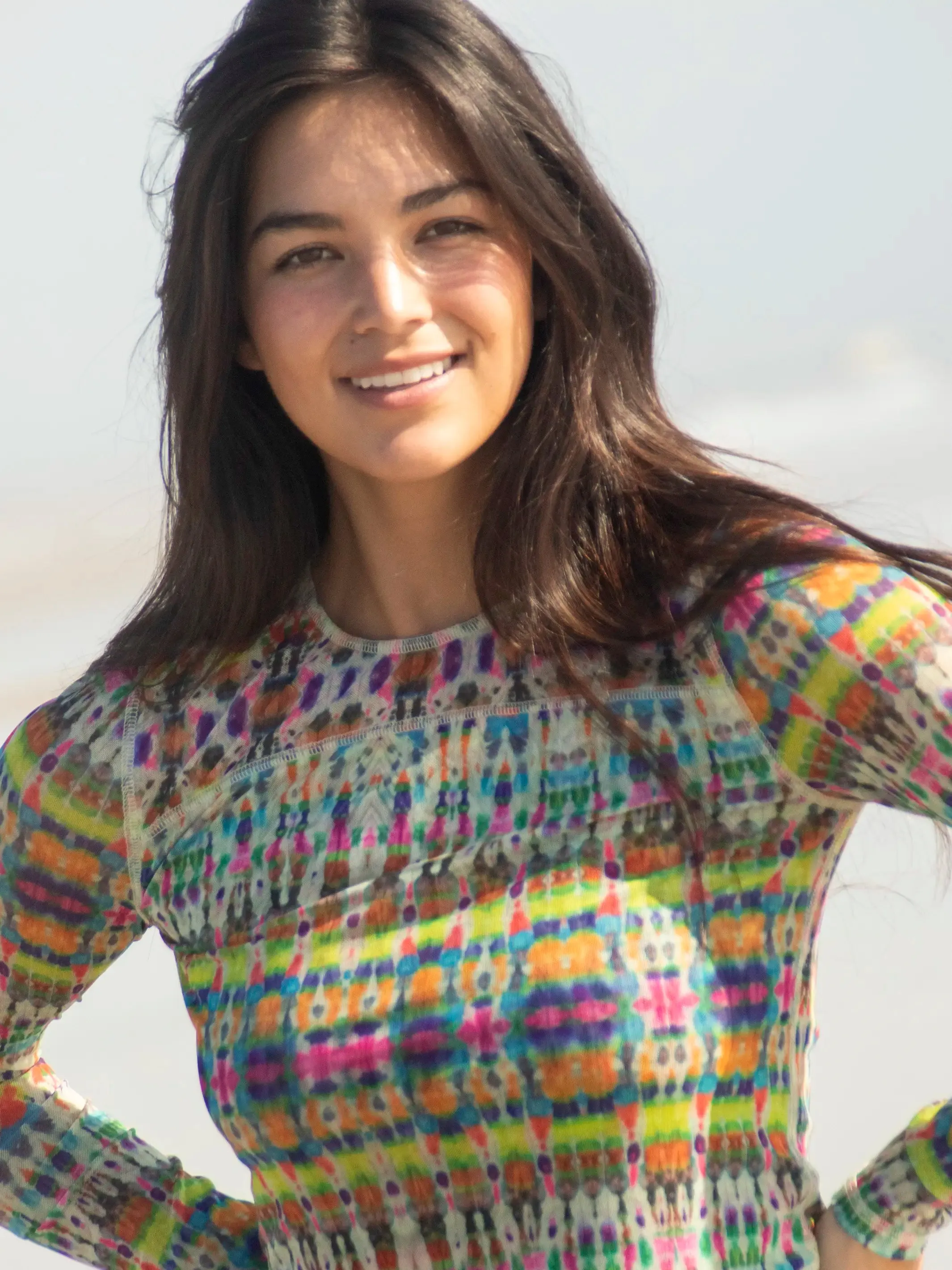Sloane Mesh Long Sleeve Top - Fuchsia Marigold Tie-Dye sold by NATURAL LIFE product image thumbnail 2
