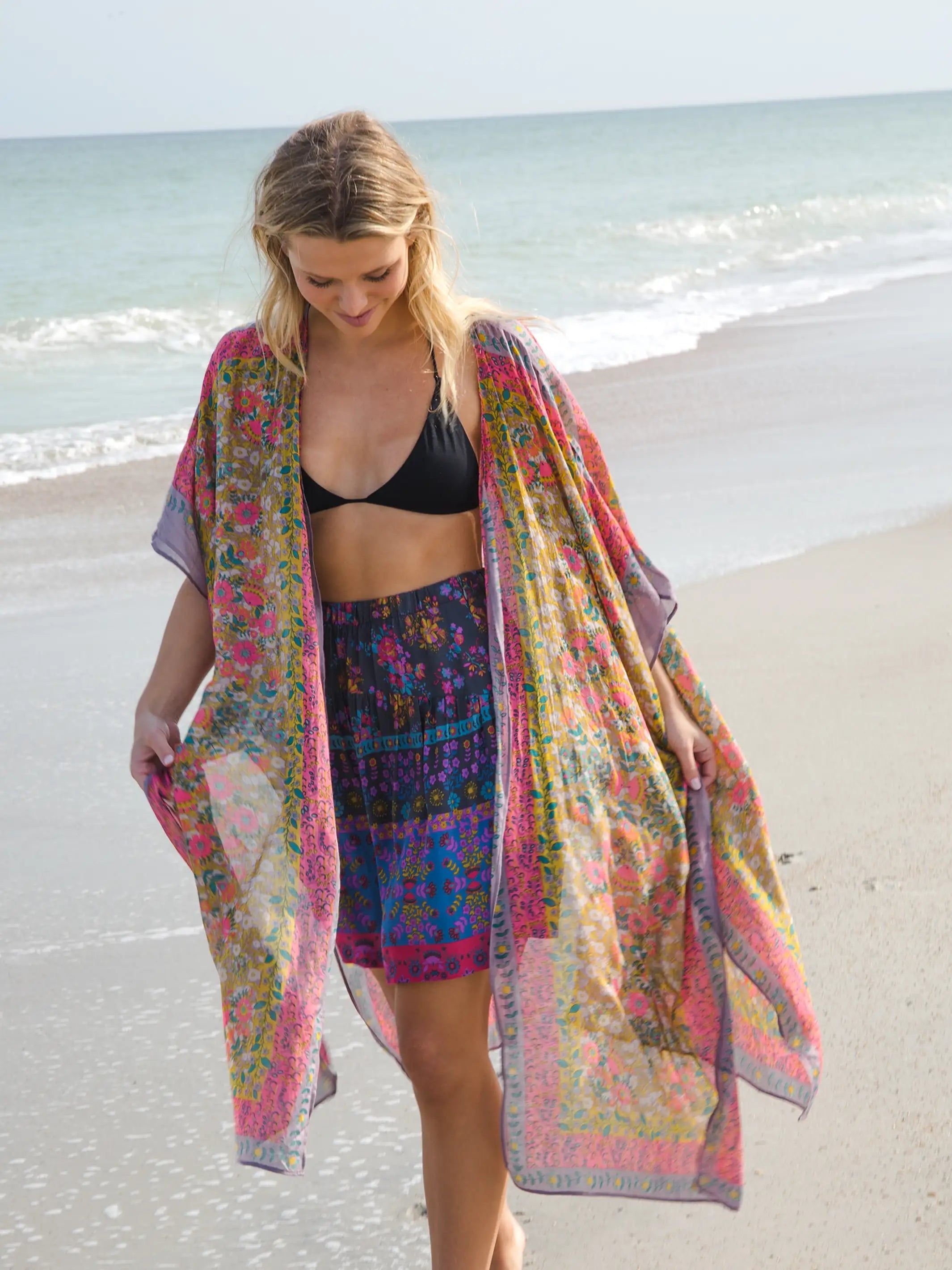 Kelsey Kimono - Pink Teal Mandala sold by NATURAL LIFE product image thumbnail 2