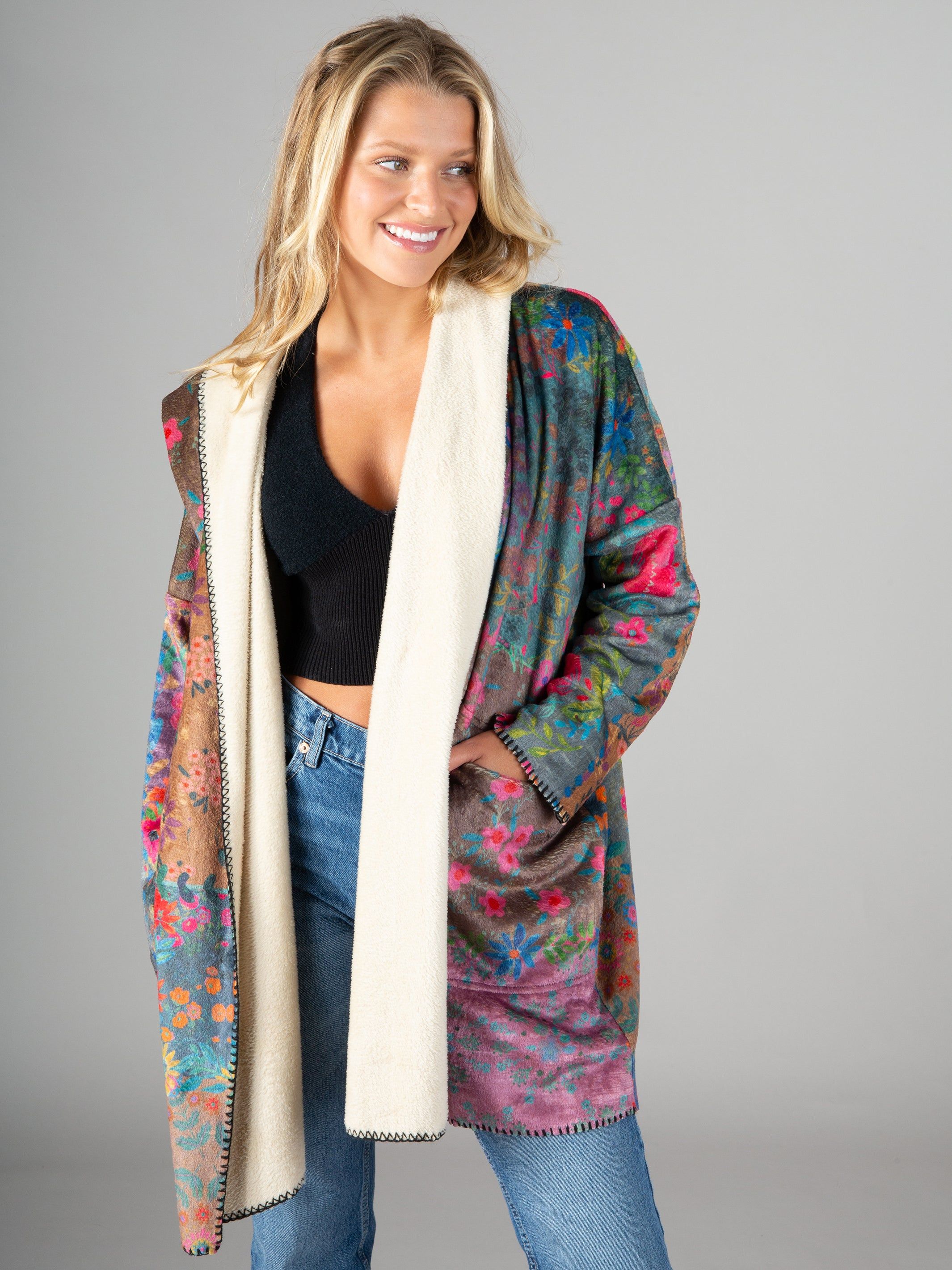 Cozy Blanket Kimono - Vintage Rose Patchwork sold by NATURAL LIFE product image thumbnail 4