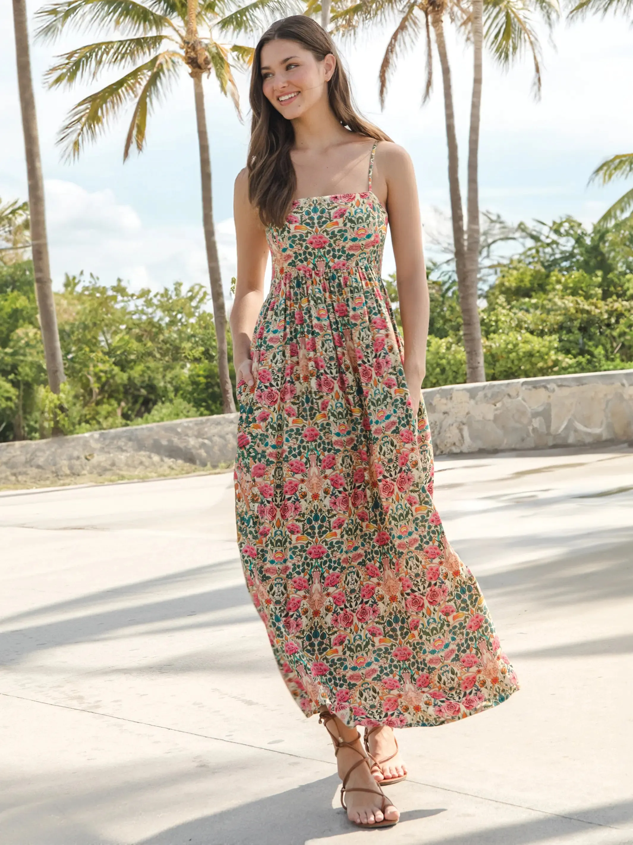 Bailey Maxi Dress - Cream Pink Rose sold by NATURAL LIFE