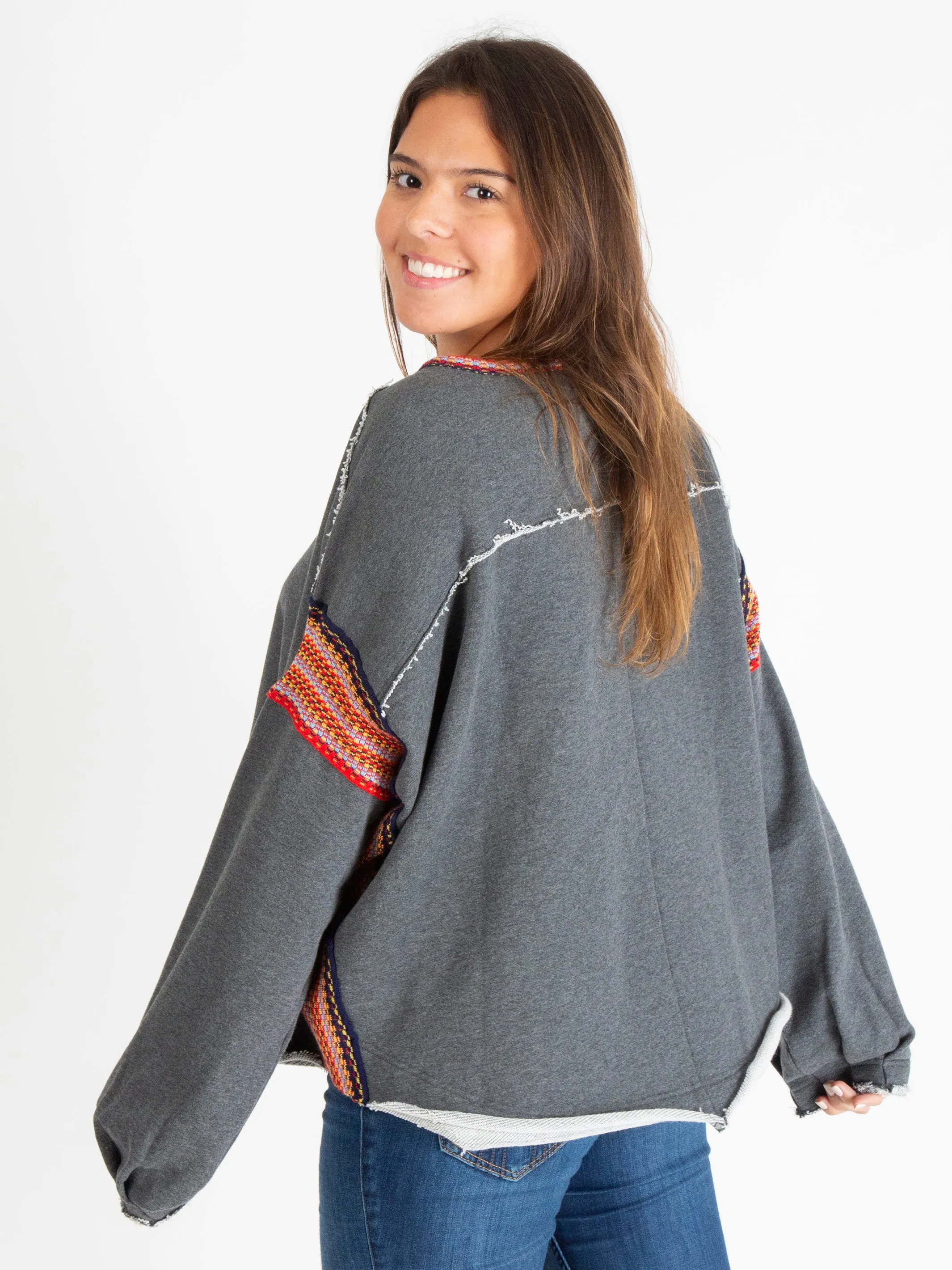 Knit Trim Sweatshirt - Charcoal sold by NATURAL LIFE product image thumbnail 3