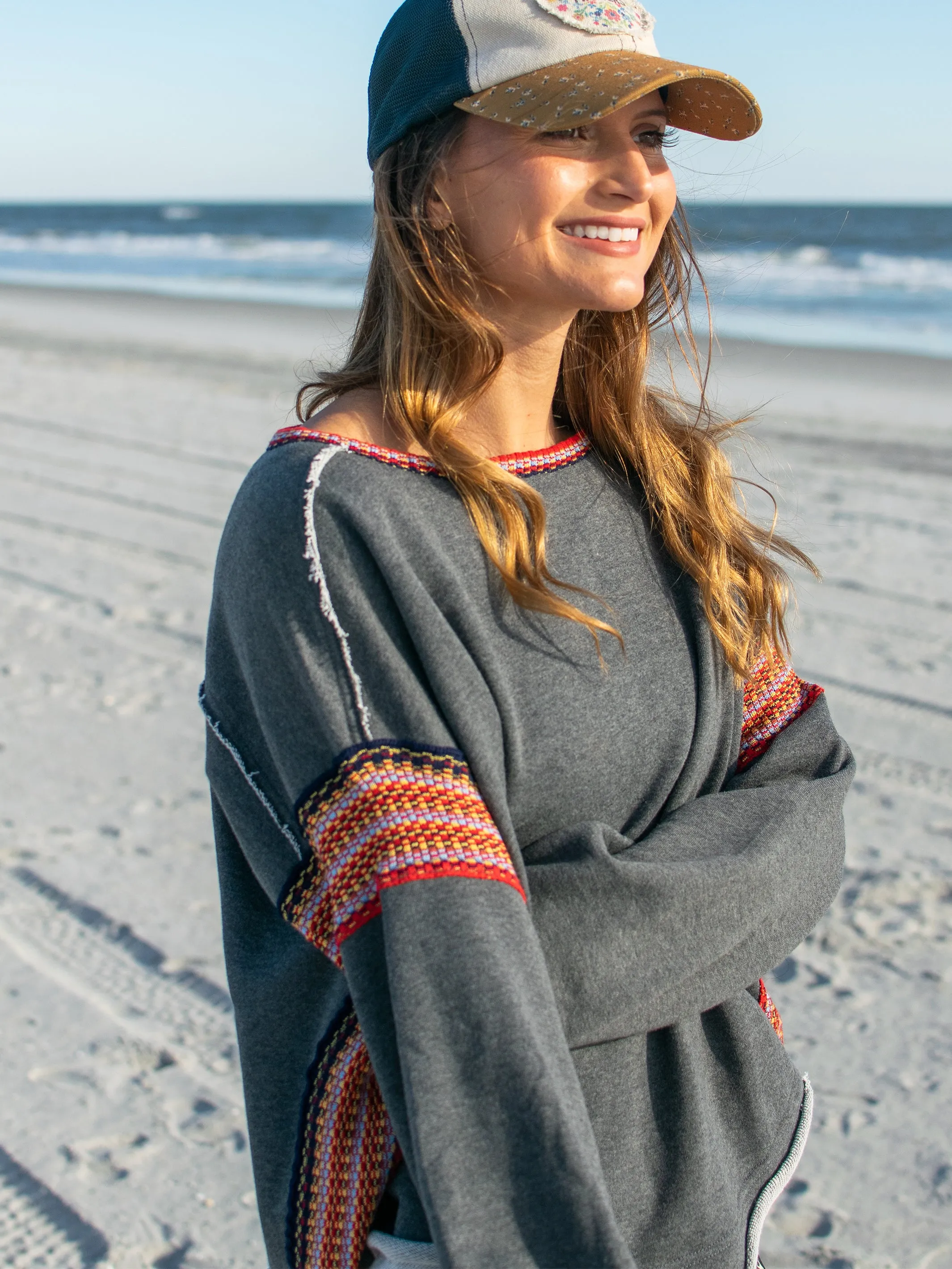 Knit Trim Sweatshirt - Charcoal sold by NATURAL LIFE product image thumbnail 4
