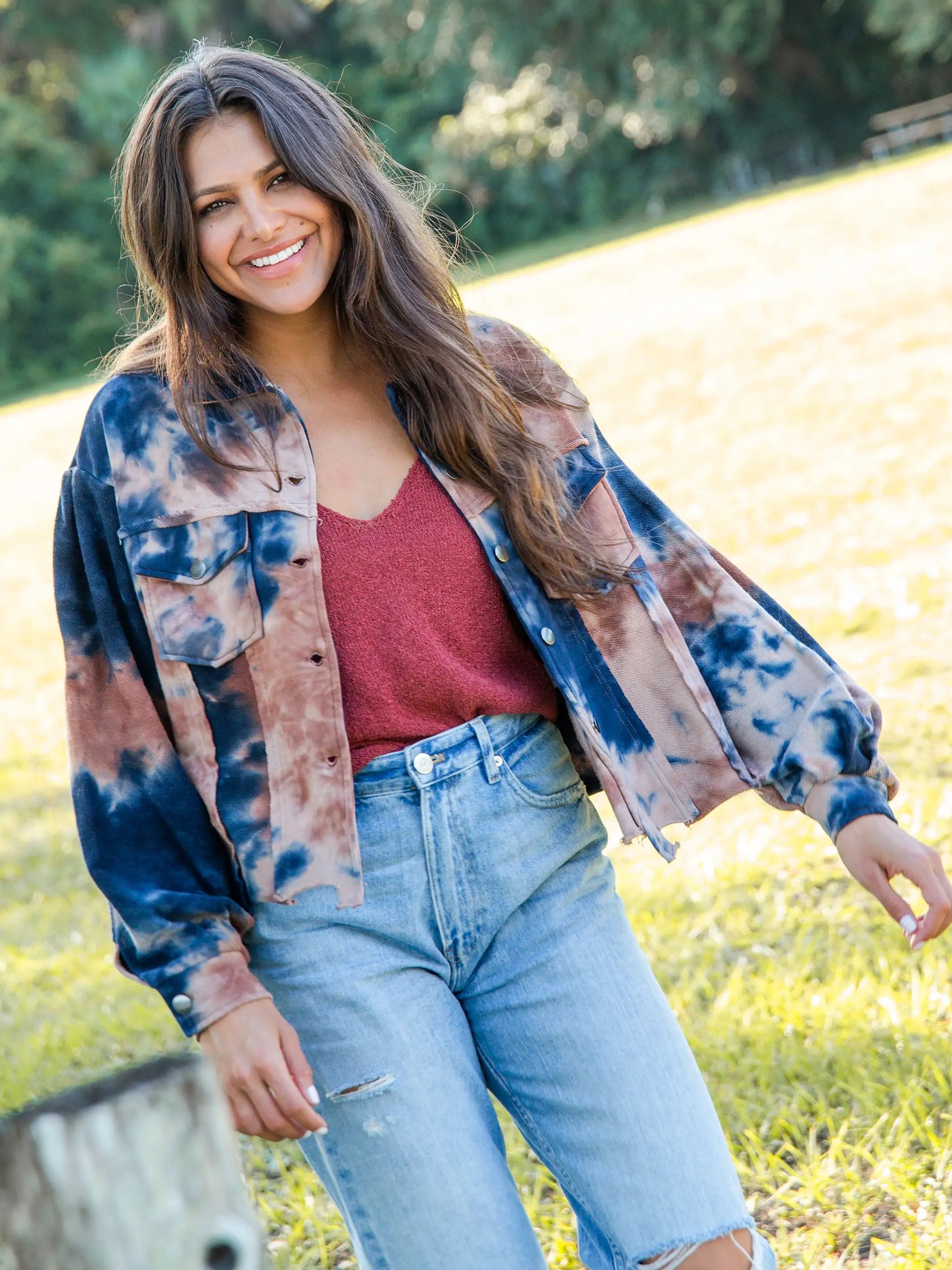 Laney Jacket - Navy Rust Tie-Dye sold by NATURAL LIFE