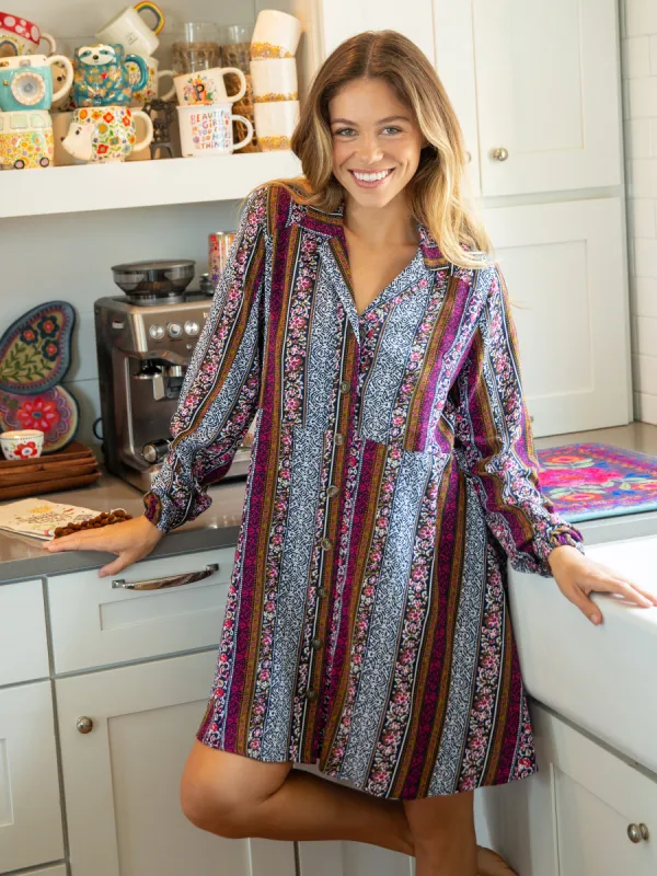 Ansley Woven Tunic Shirt Dress - Multicolor Stripe sold by NATURAL LIFE