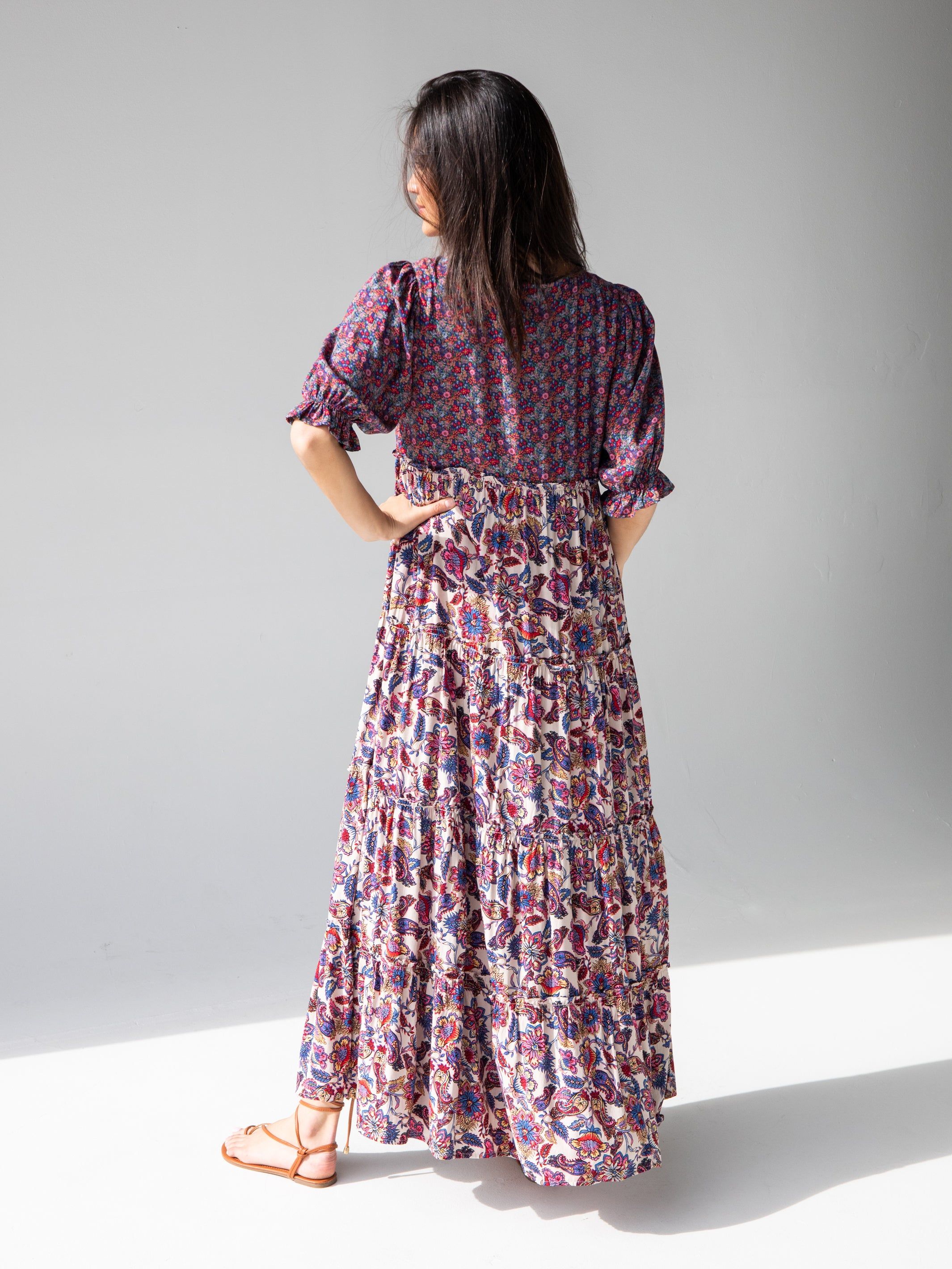 Collette Tiered Maxi Dress - Pink Floral Paisley sold by NATURAL LIFE product image thumbnail 3