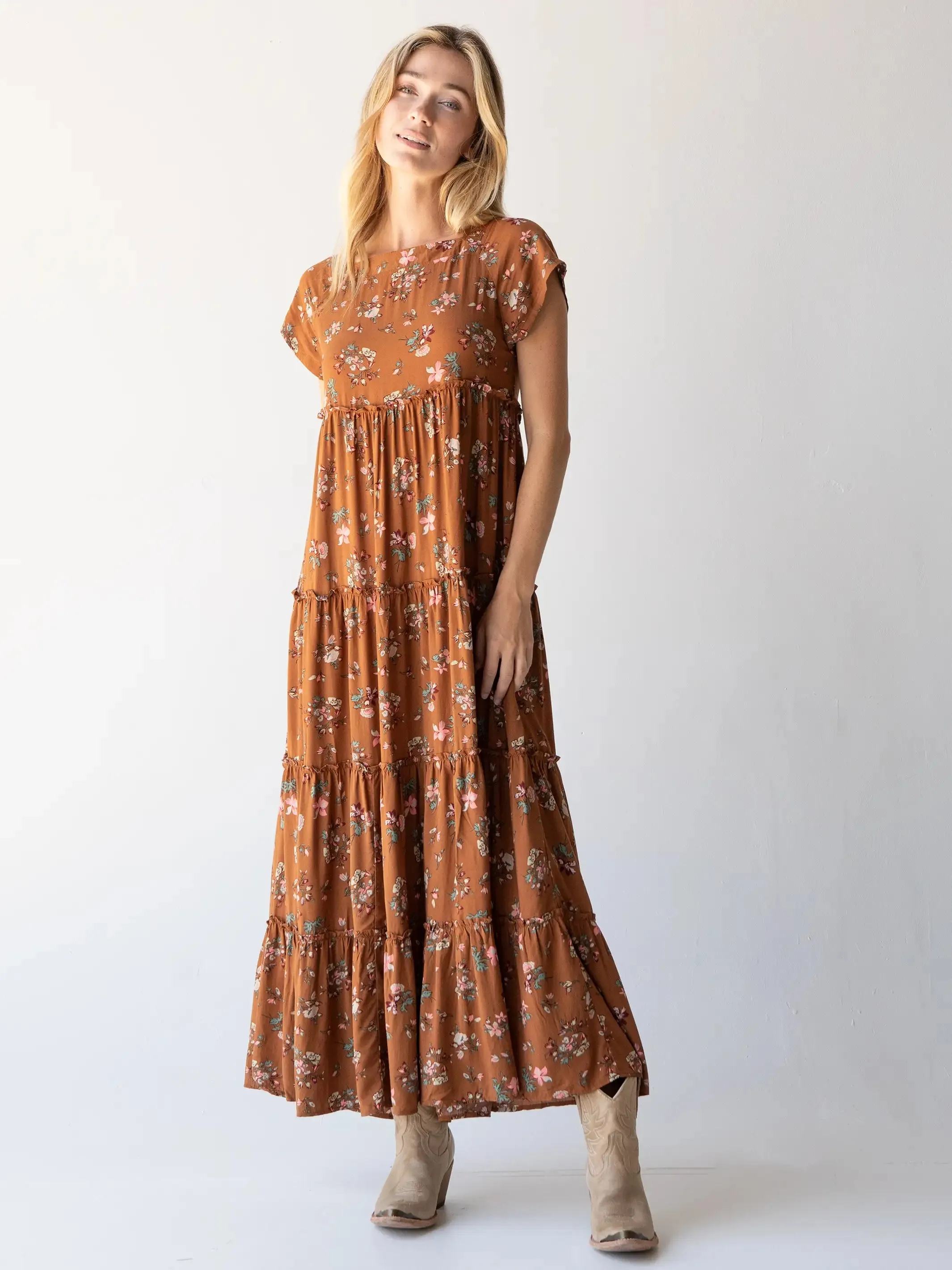 Berkley Maxi Dress - Brown Bouquets sold by NATURAL LIFE