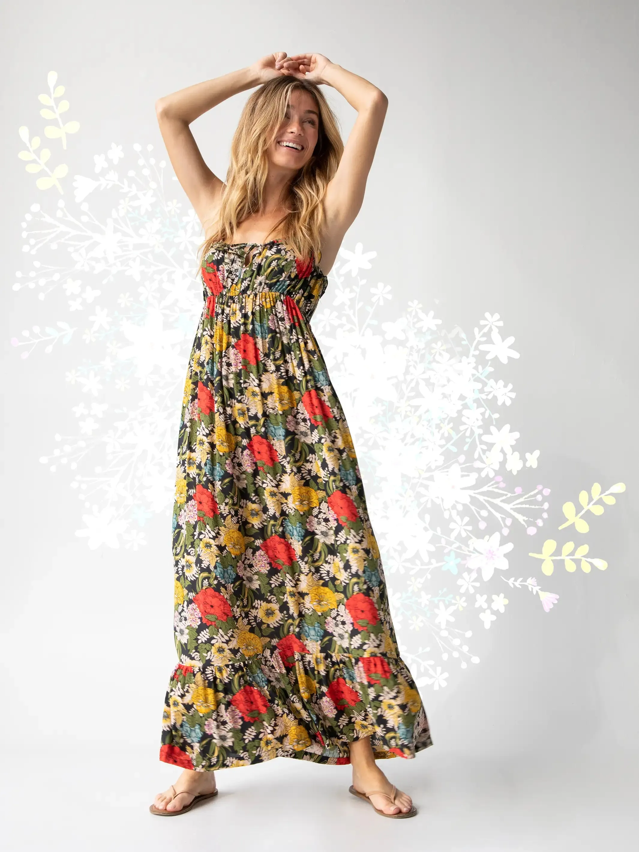 Elizabeth Maxi Dress - Black Red Poppy sold by NATURAL LIFE