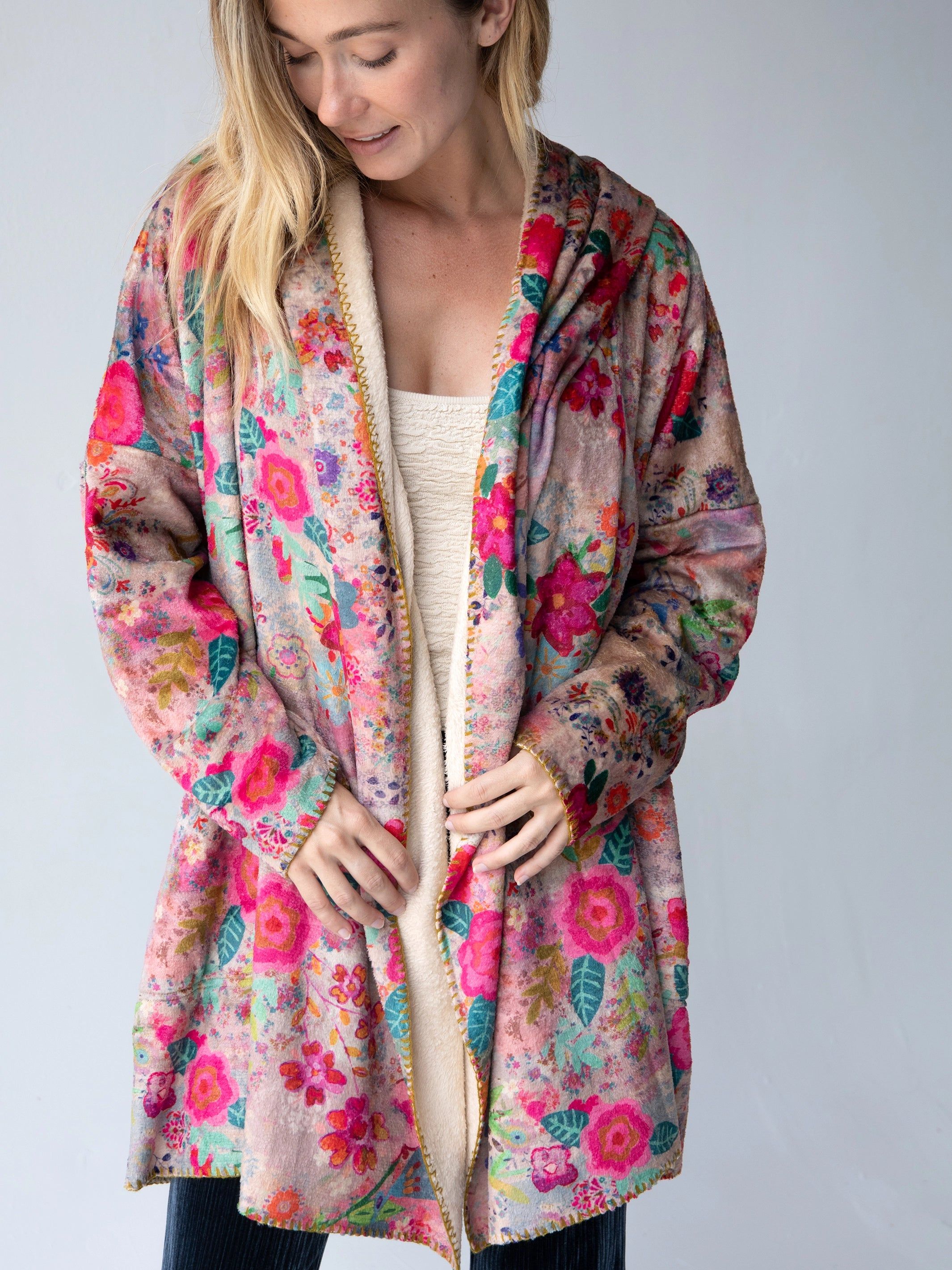 Cozy Blanket Kimono - Taupe Ditsy sold by NATURAL LIFE product image thumbnail 2