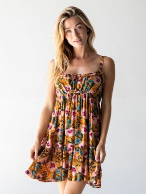 Elizabeth Dress - Orange Pink Floral sold by NATURAL LIFE