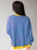 Oversized Striped Sweatshirt - Turquoise Purple Stripes sold by NATURAL LIFE