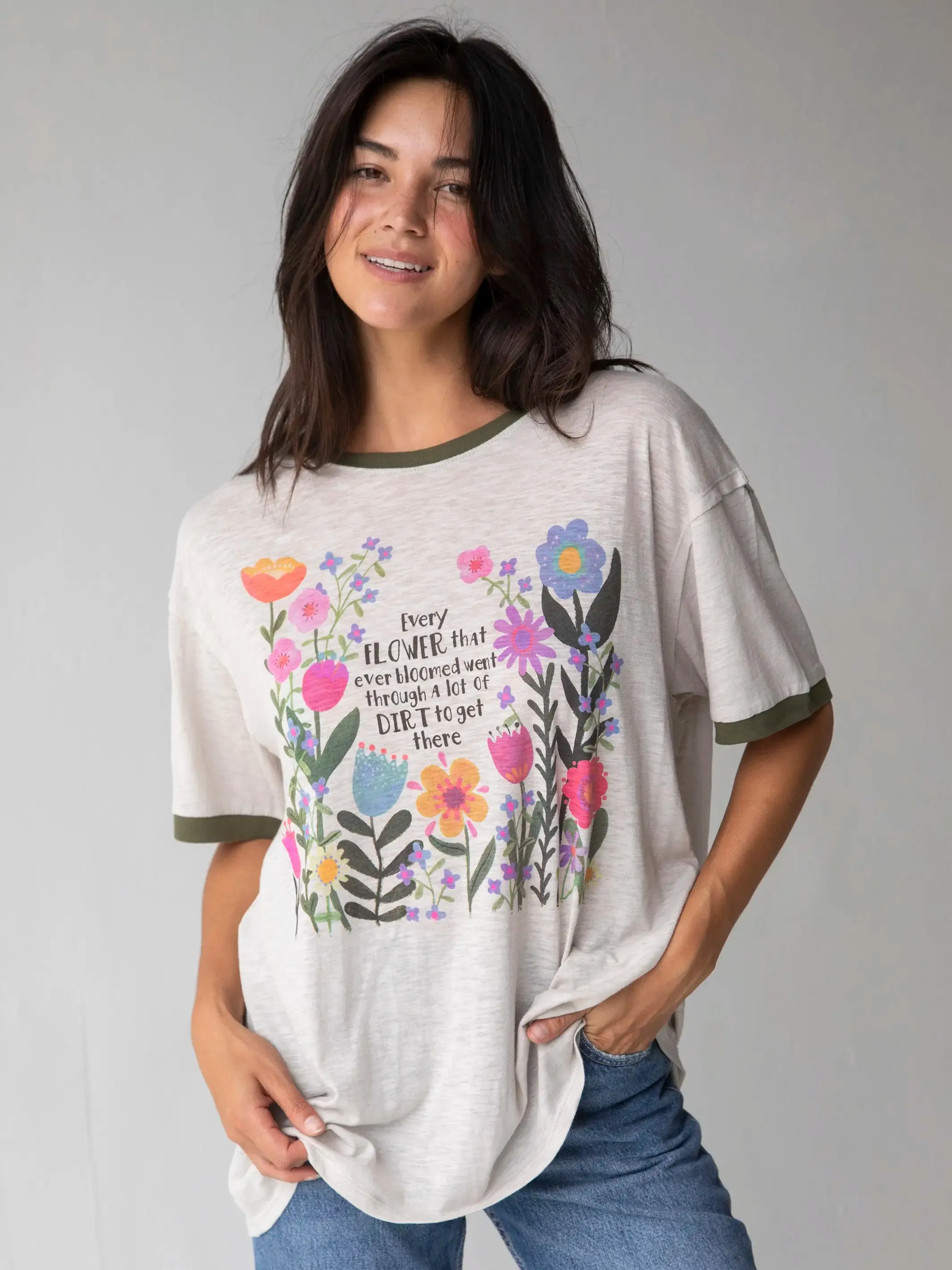 Ringer Oversized Tee Shirt - Every Flower sold by NATURAL LIFE product image thumbnail 2