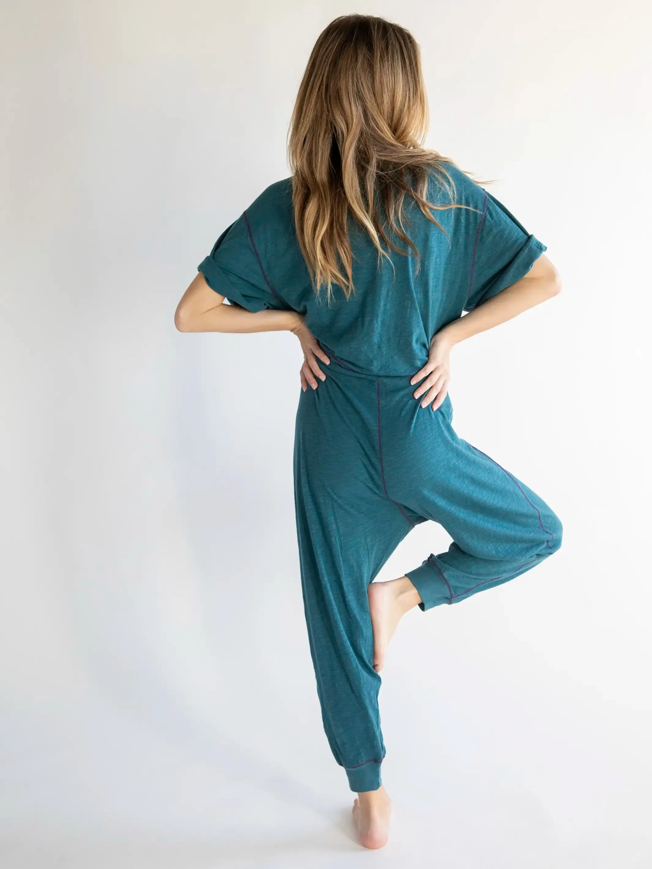 Charlie V-Neck Jumpsuit - Teal sold by NATURAL LIFE product image thumbnail 2