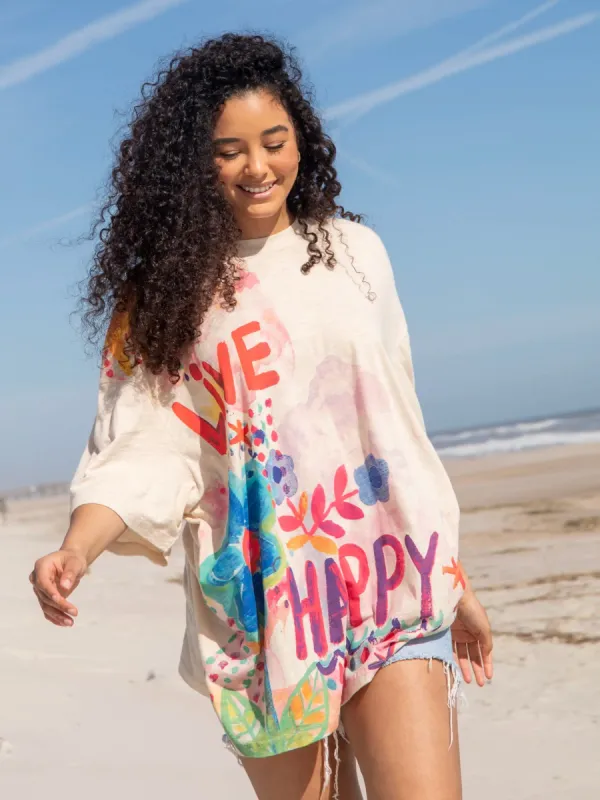 Life Is A Canvas Tee - Live Happy Cream sold by NATURAL LIFE