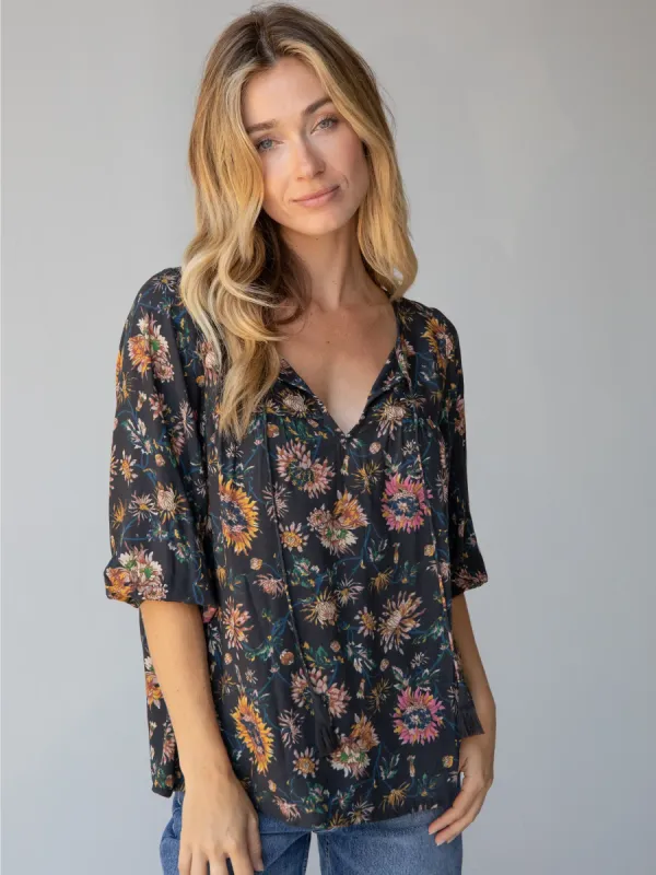 Maribel Top - Black Floral sold by NATURAL LIFE