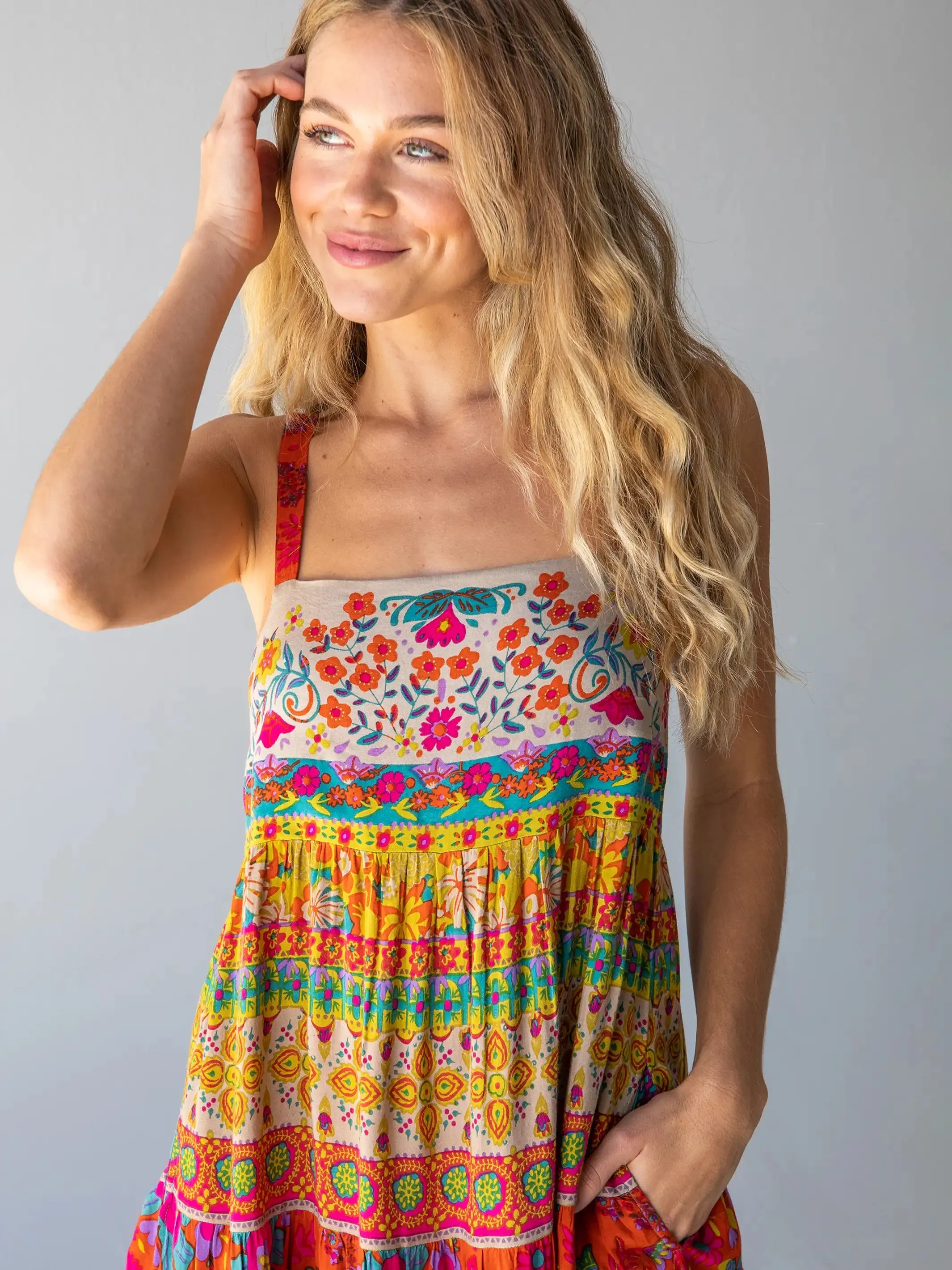 Patricia Maxi Dress - Red Mustard Border sold by NATURAL LIFE product image thumbnail 2