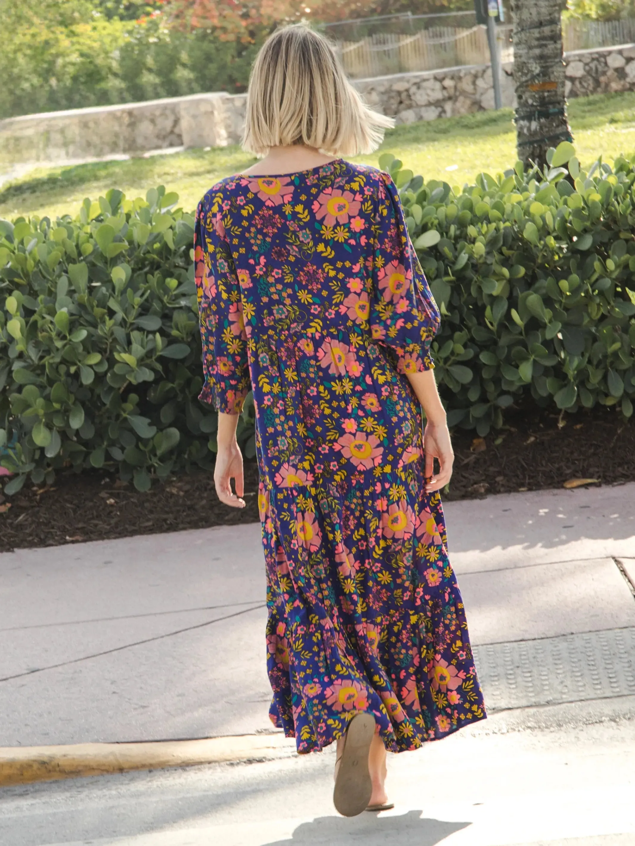 Nova Maxi Dress - Bright Blue Pink Floral sold by NATURAL LIFE product image thumbnail 3