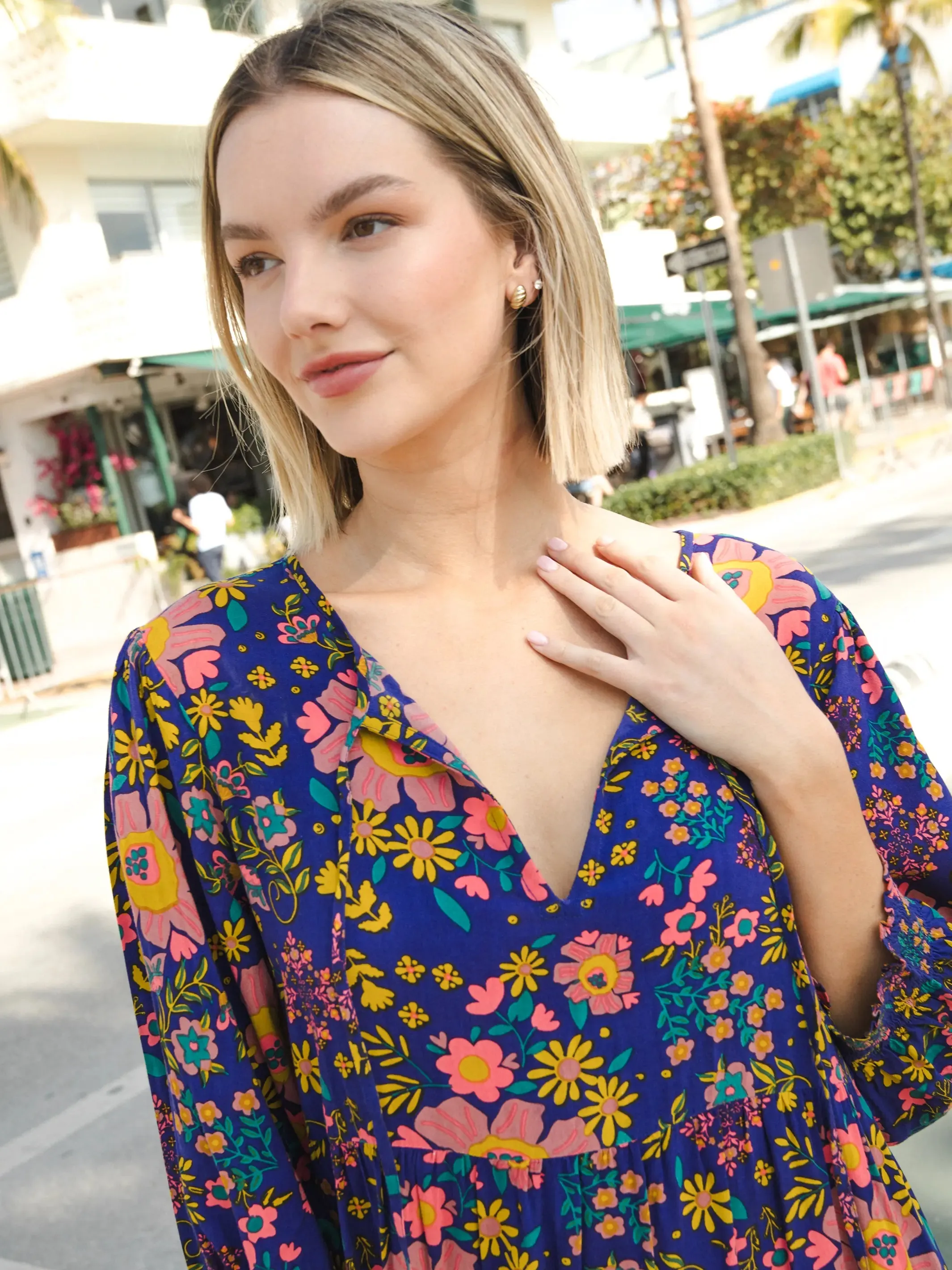 Nova Maxi Dress - Bright Blue Pink Floral sold by NATURAL LIFE product image thumbnail 2