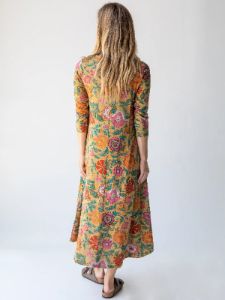 Lottie Knit Midi Dress - Tan Pink Floral sold by NATURAL LIFE