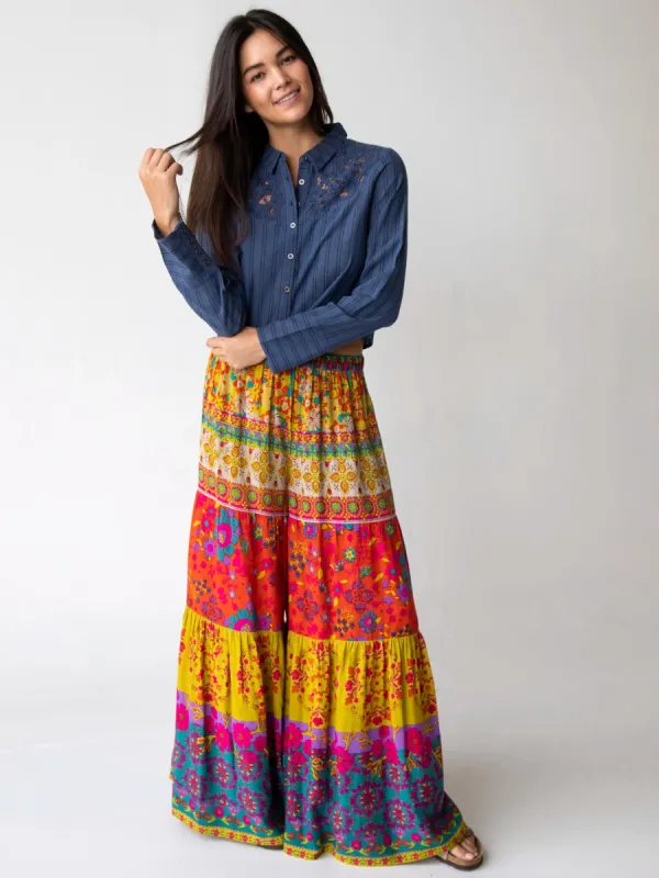 Ana Lace Buttondown - Indigo sold by NATURAL LIFE