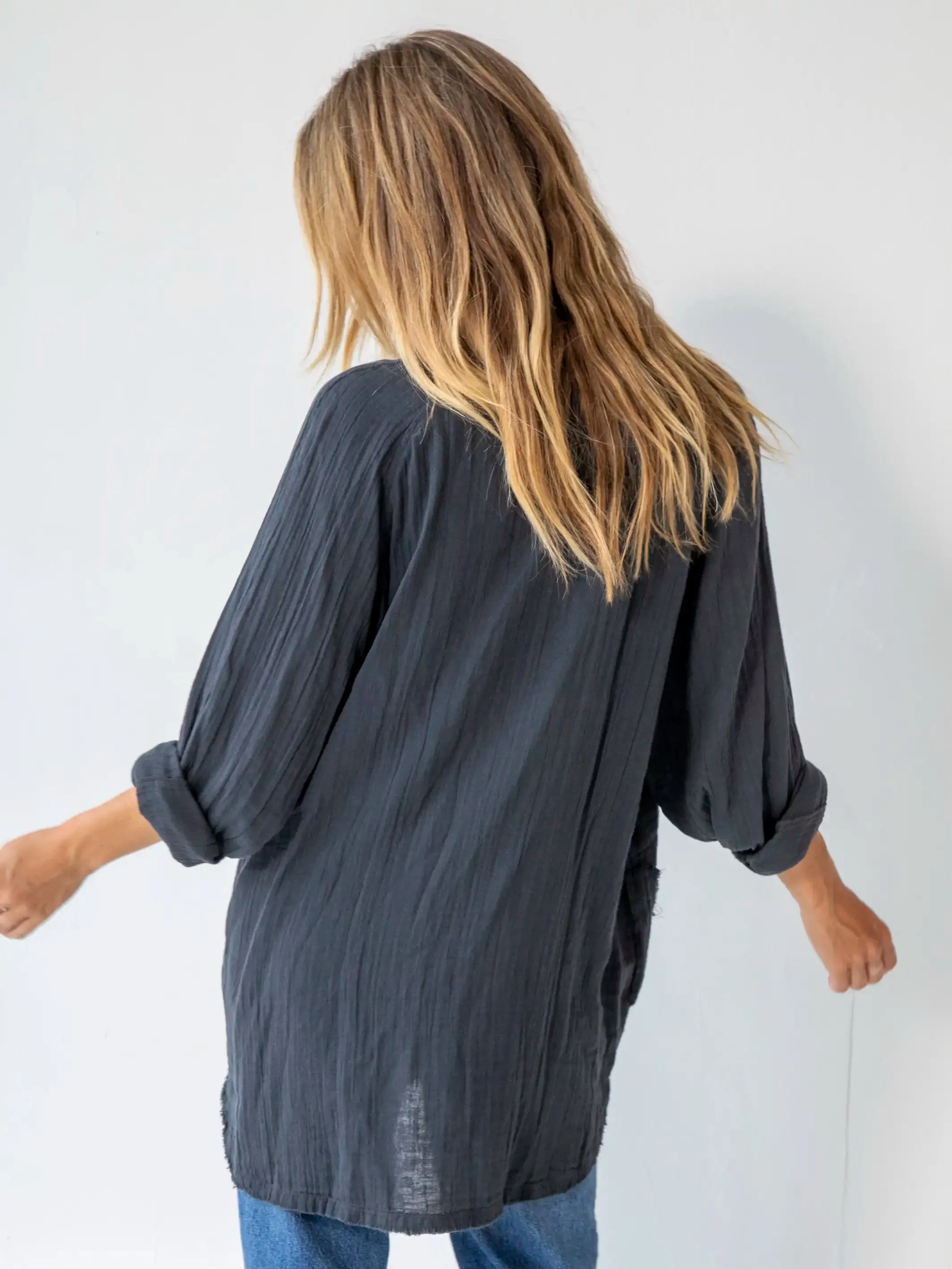 Laid Back Button Down Top - Charcoal sold by NATURAL LIFE product image thumbnail 2