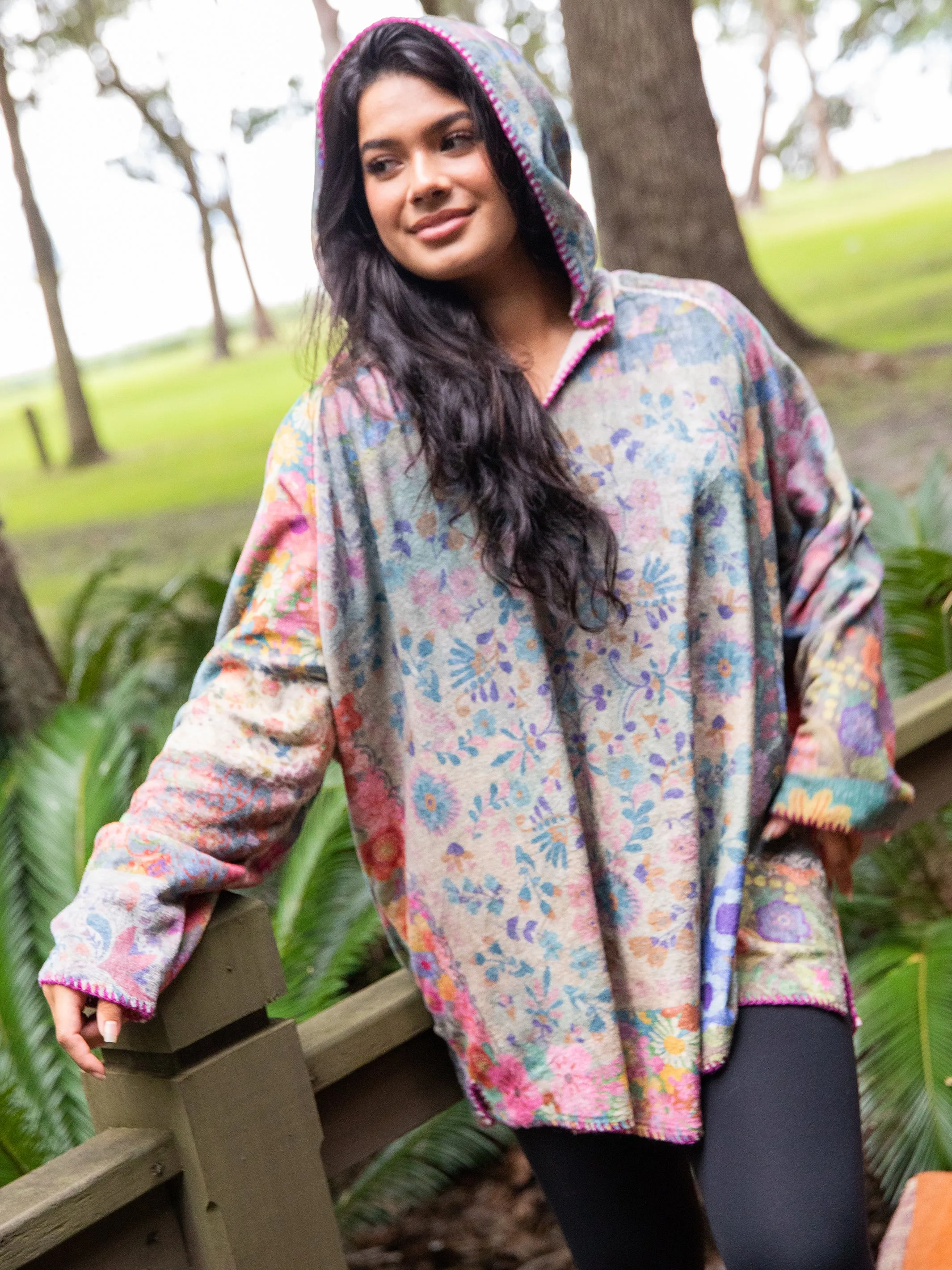Cozy Blanket Hoodie - Floral Patchwork sold by NATURAL LIFE product image thumbnail 4