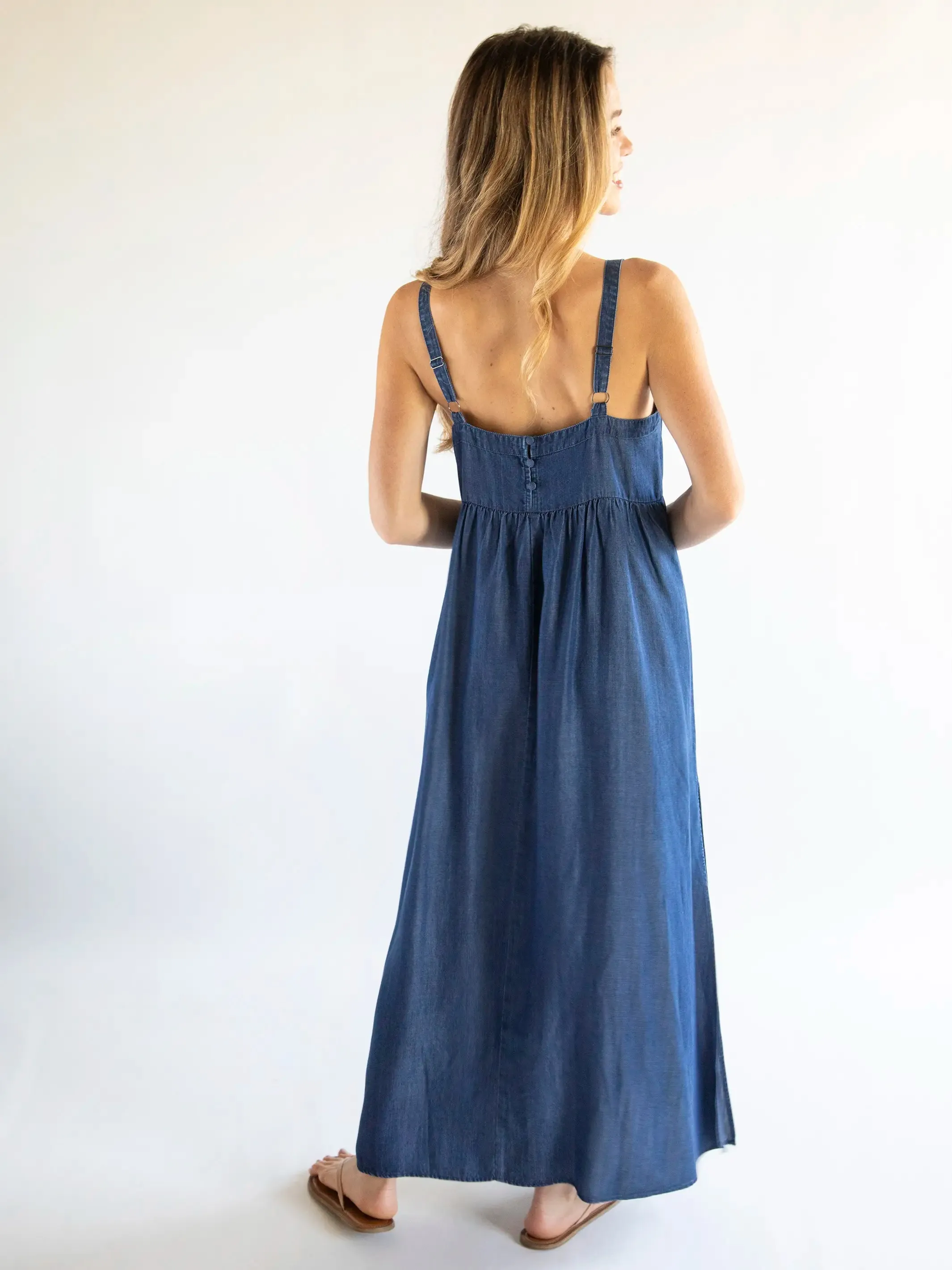 Patti Side Slit Maxi Dress - Denim Blue sold by NATURAL LIFE product image thumbnail 4