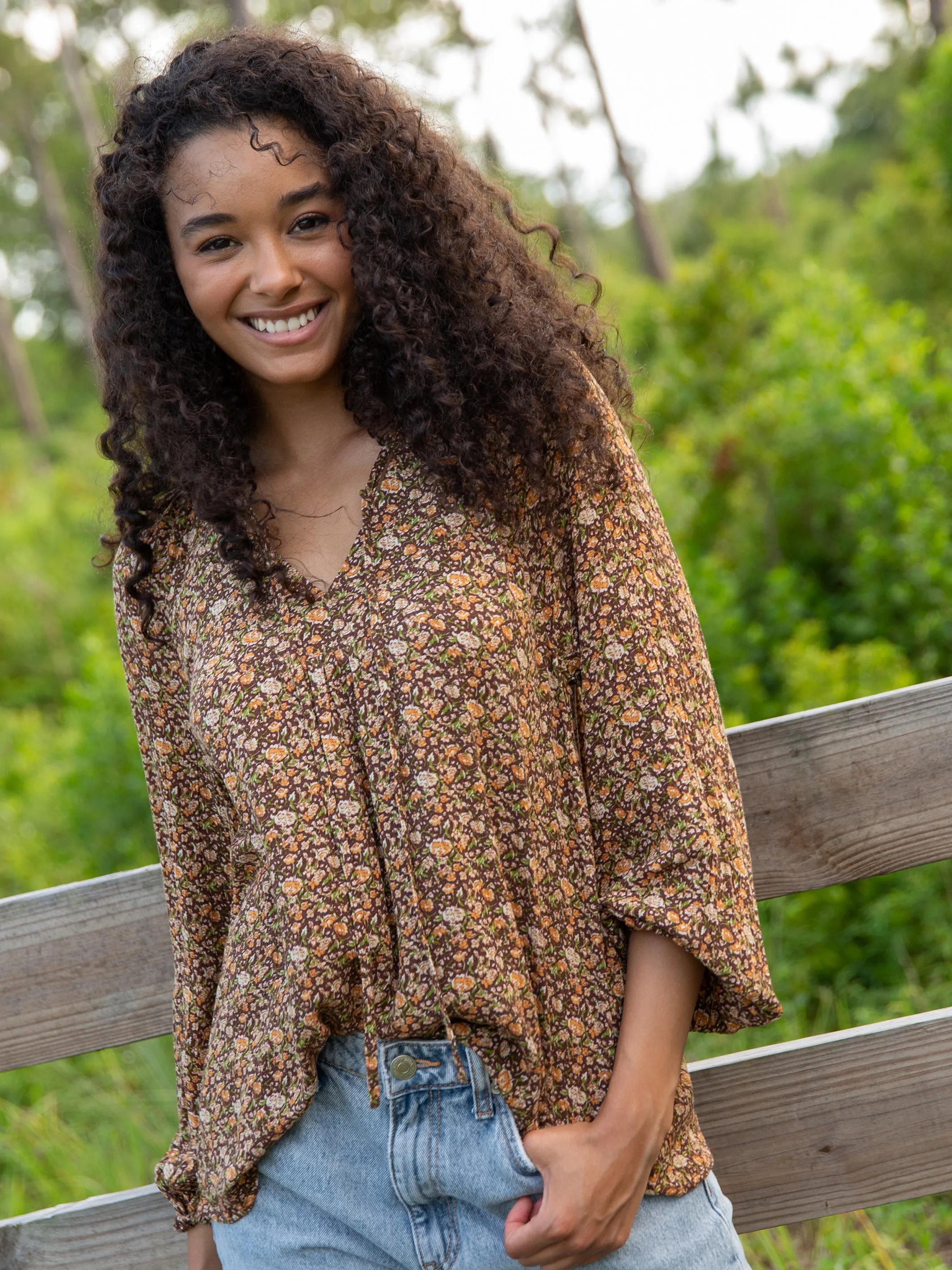 Rowan Top - Espresso Floral sold by NATURAL LIFE