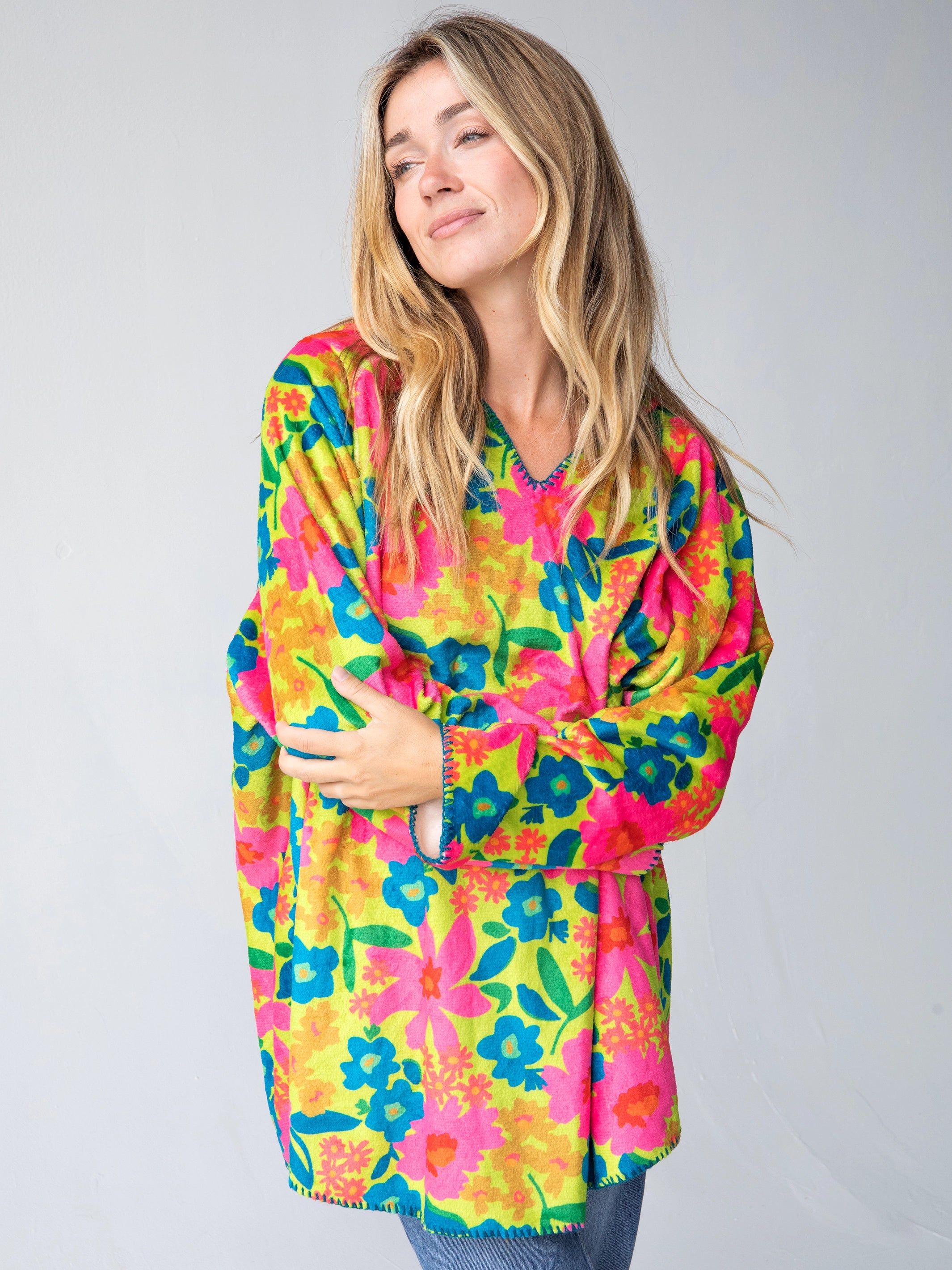 Cozy Blanket Hoodie - Pink Neon Green sold by NATURAL LIFE product image thumbnail 3