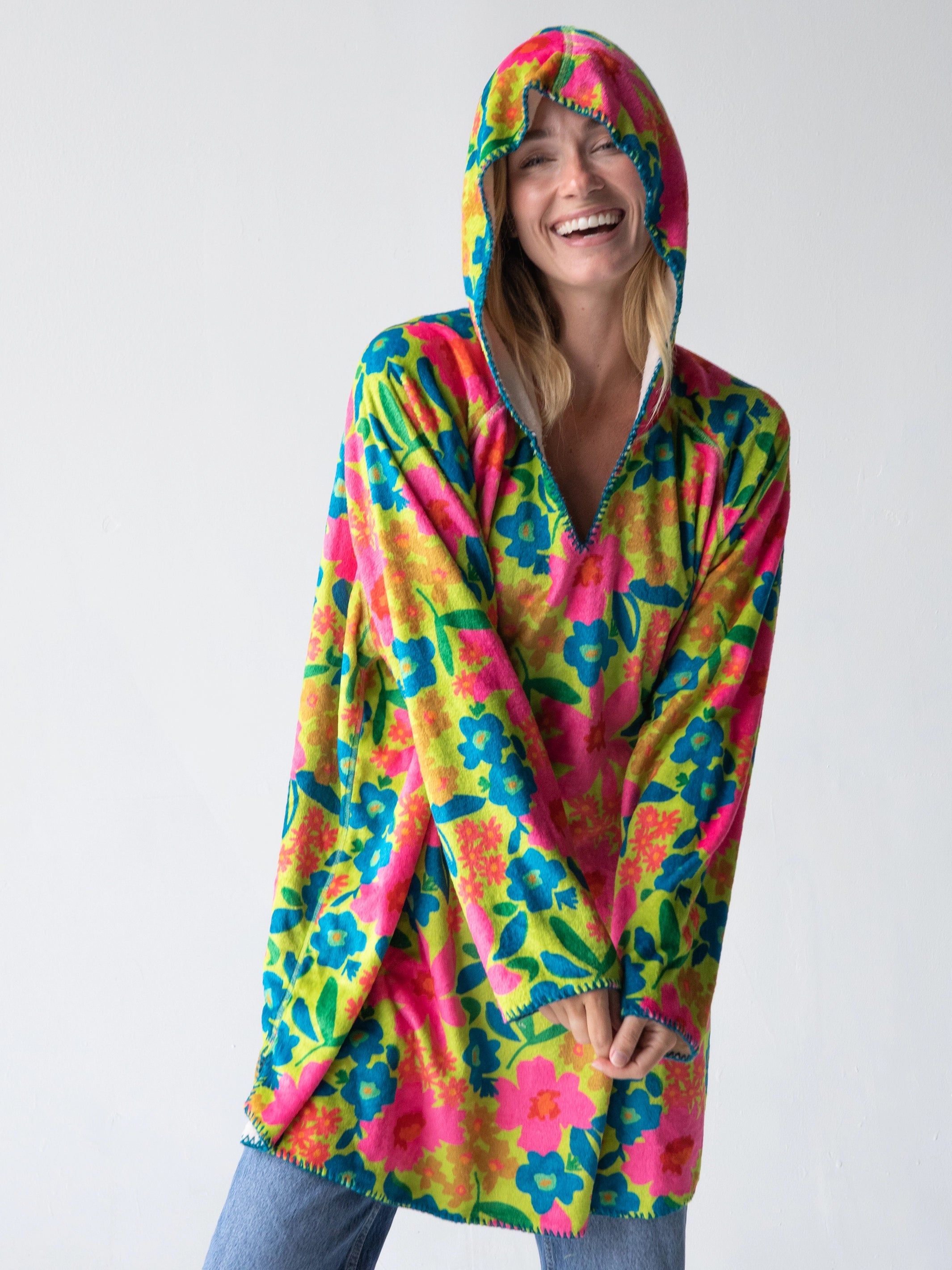 Cozy Blanket Hoodie - Pink Neon Green sold by NATURAL LIFE product image thumbnail 4