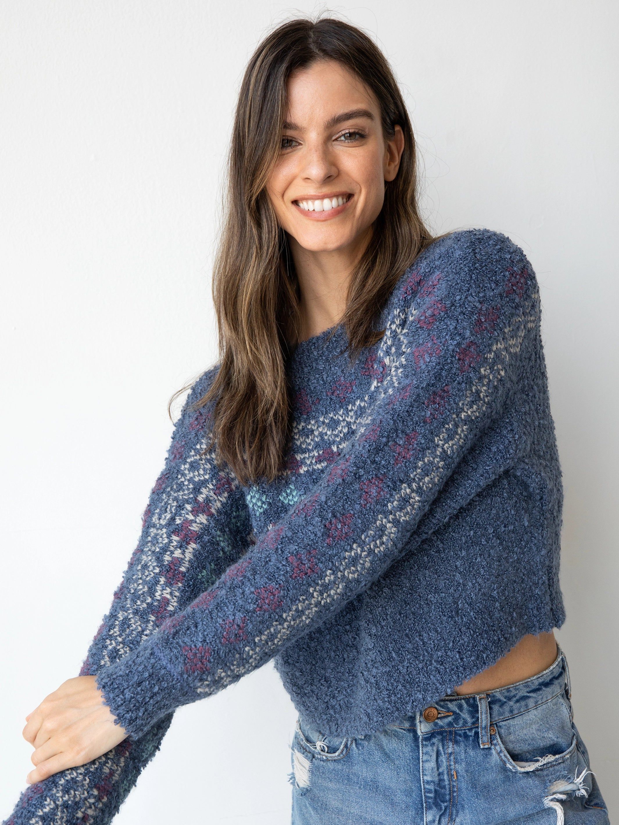 Calla Jacquard Pullover Sweater - Indigo Fairisle sold by NATURAL LIFE product image thumbnail 4