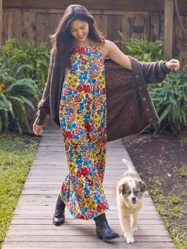 Katie Sleeveless Maxi Dress - Red Yellow Blue Floral sold by NATURAL LIFE