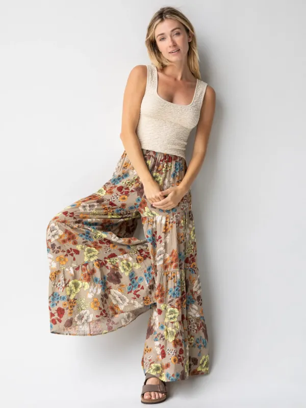 Patti Palazzo Pant - Tan Cream Floral sold by NATURAL LIFE