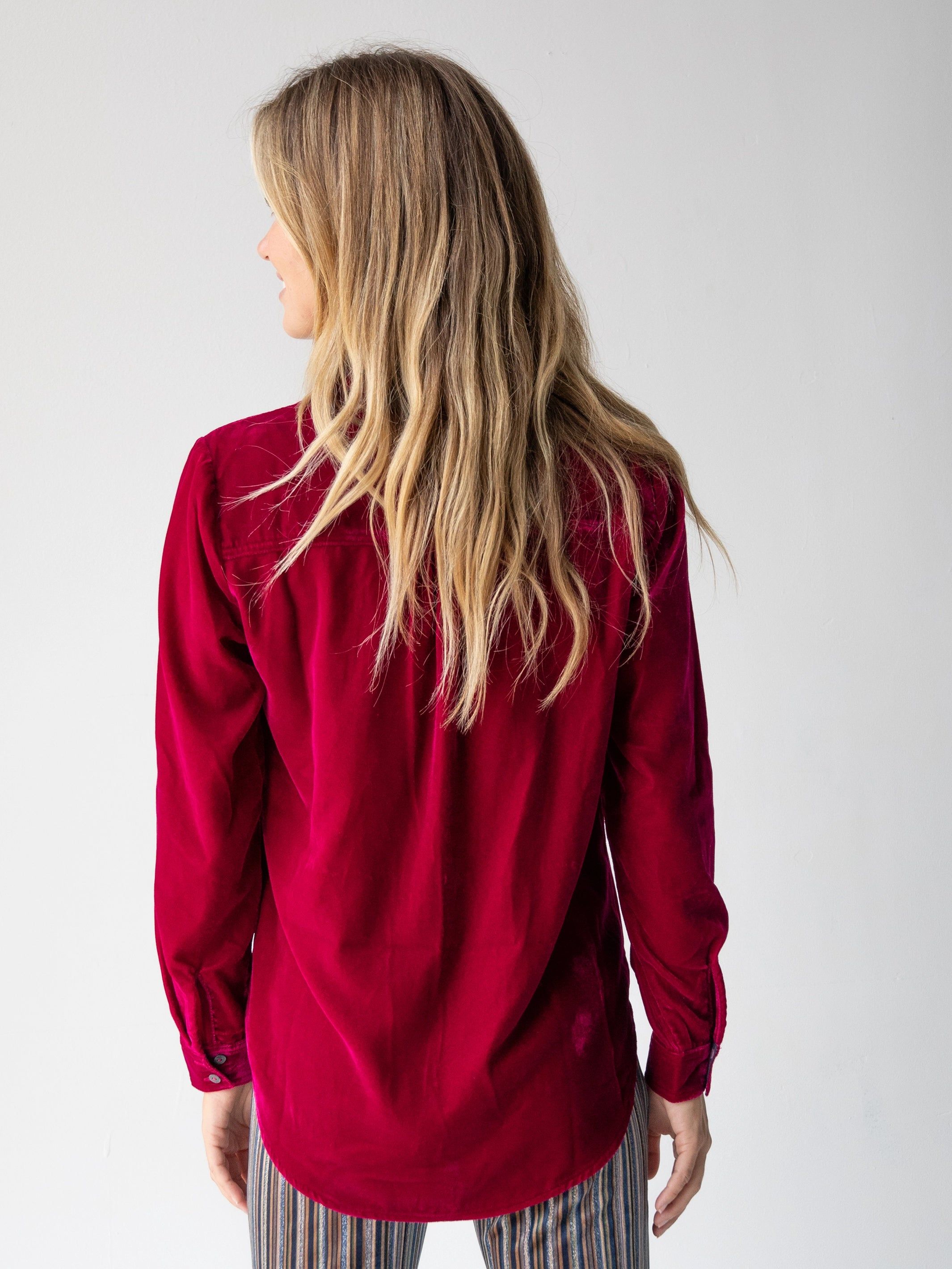 Rocky Velvet Button Down - Magenta sold by NATURAL LIFE product image thumbnail 3