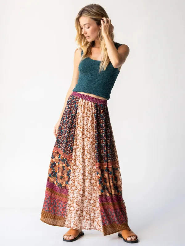 Valentina Maxi Skirt - Brown Floral Mix sold by NATURAL LIFE