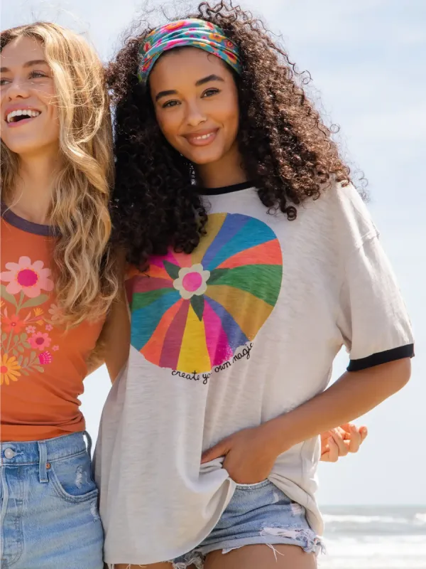 Ringer Oversized Tee Shirt - Create Your Own Magic sold by NATURAL LIFE