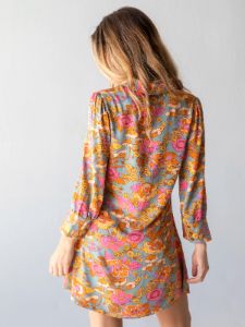 Twiggy Mini Shirt Dress - Grey Pink Floral sold by NATURAL LIFE