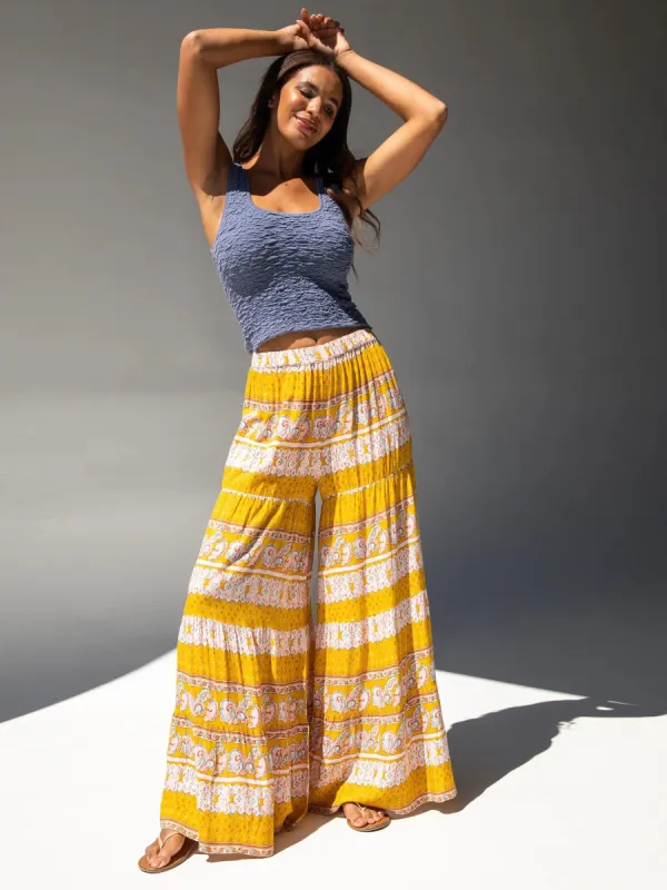 Patti Palazzo Pant - Mustard Paisley sold by NATURAL LIFE