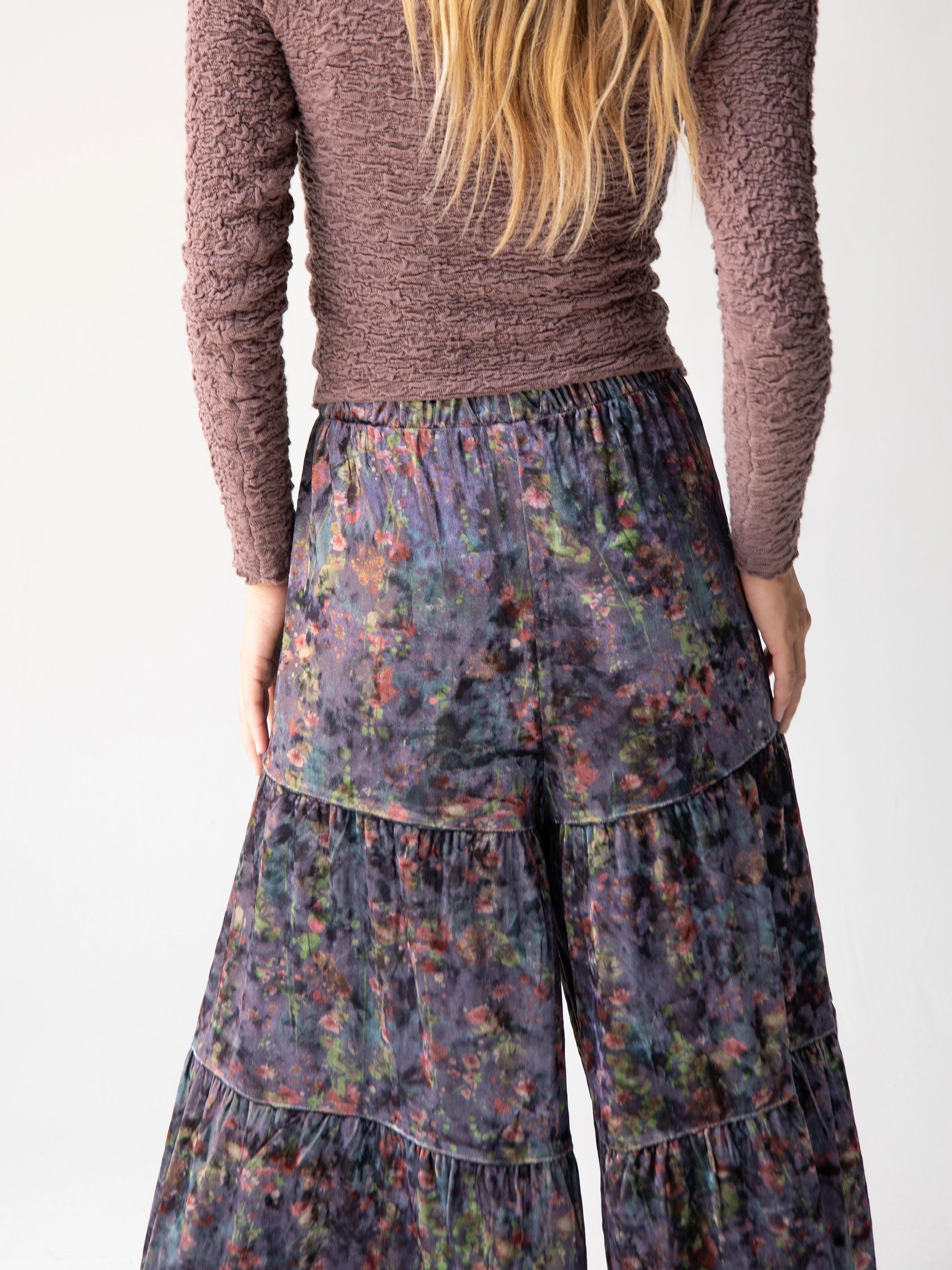 Velvet Patti Palazzo Pant - Watercolor Indigo Floral sold by NATURAL LIFE product image thumbnail 3