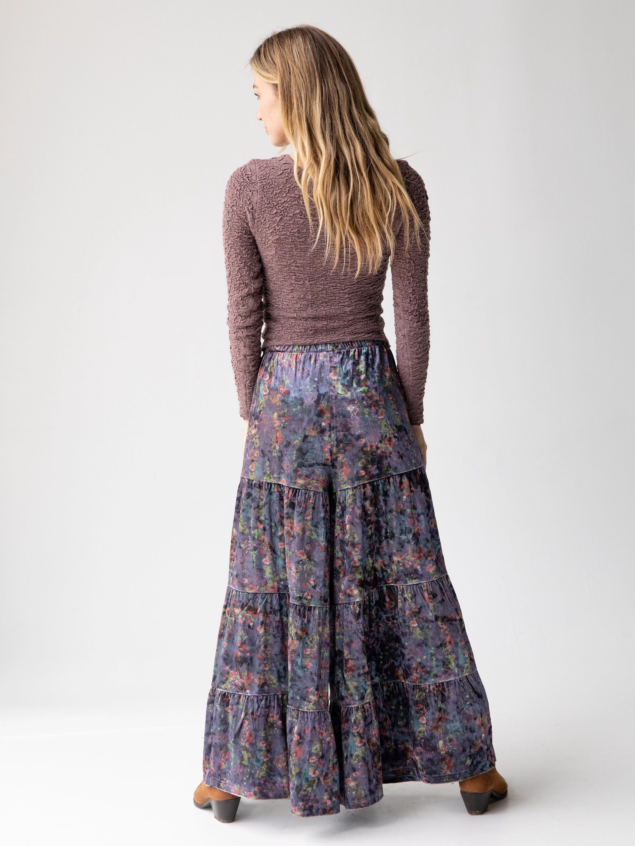 Patti Velvet Palazzo Pant - Watercolor Indigo Floral sold by NATURAL LIFE product image thumbnail 4