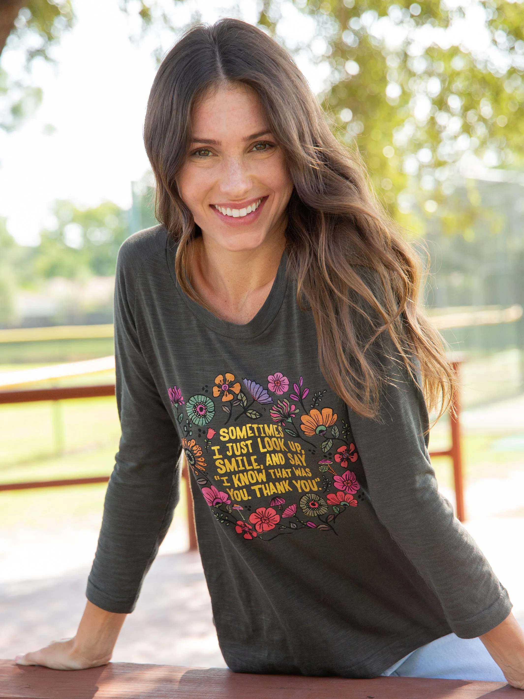 Long Sleeve Boho Cotton Tee Shirt - Look Up and Smile sold by NATURAL LIFE