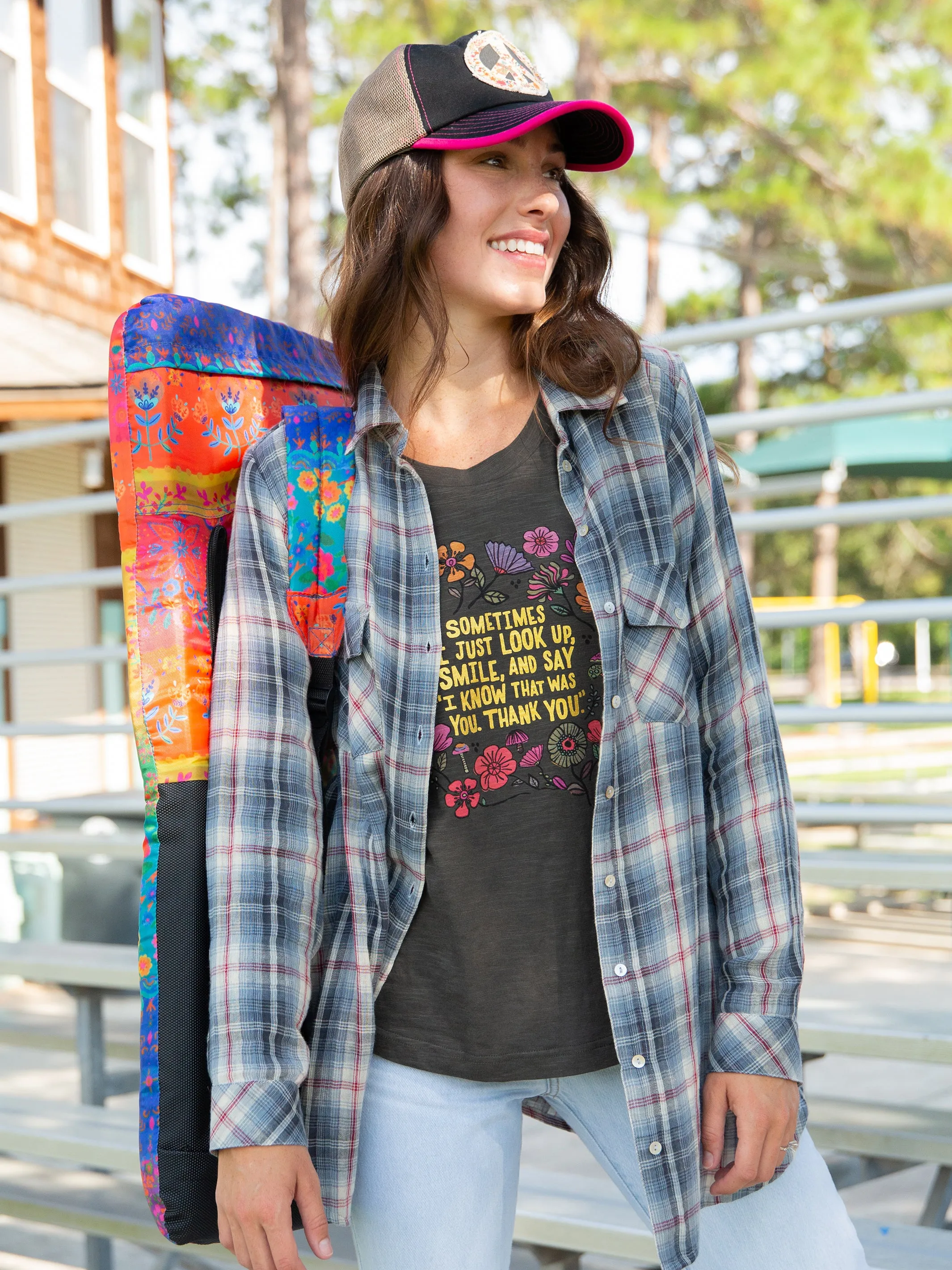 Long Sleeve Boho Cotton Tee Shirt - Look Up and Smile sold by NATURAL LIFE product image thumbnail 3