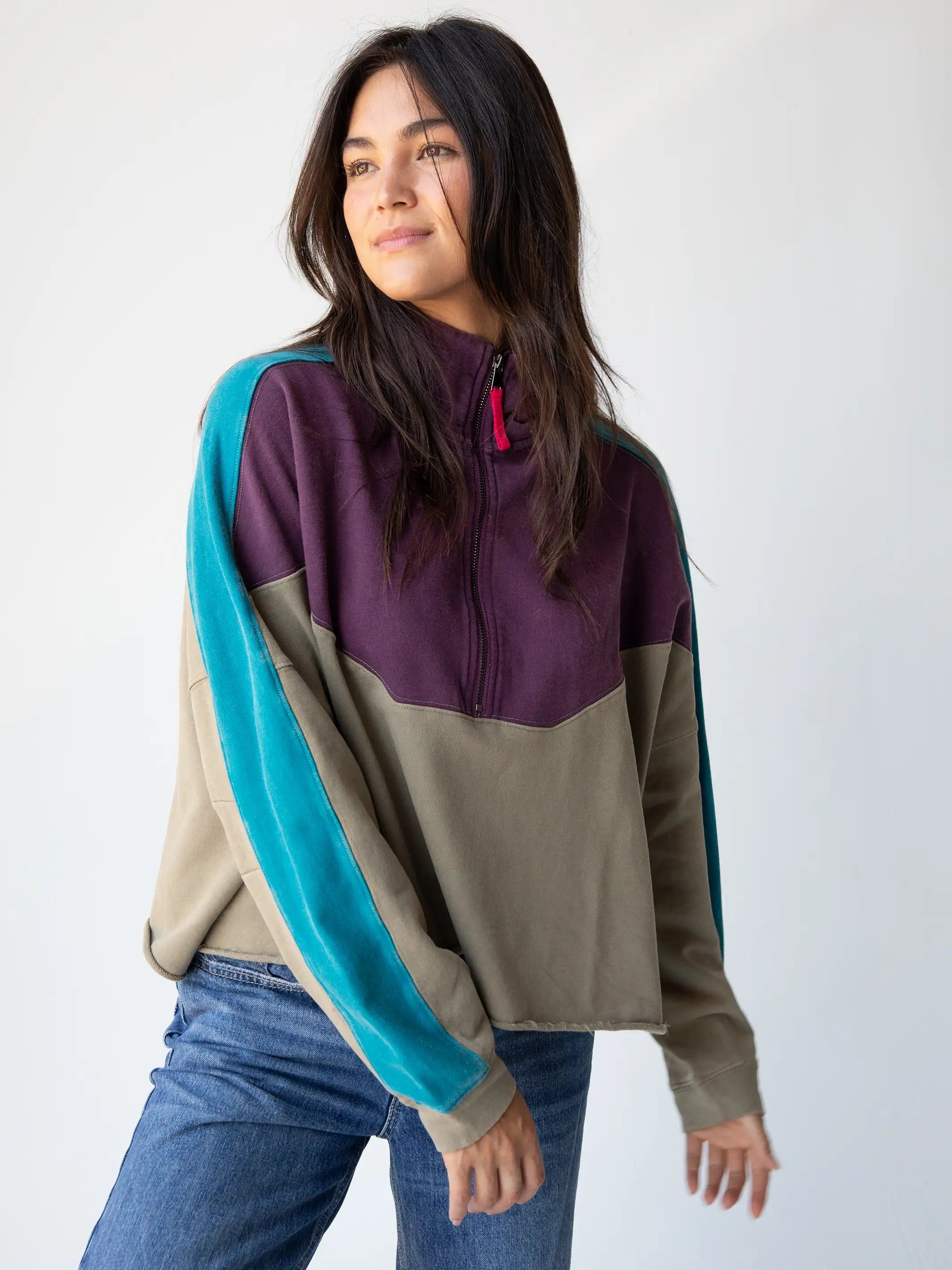 Jess Color Block Pullover - Purple sold by NATURAL LIFE