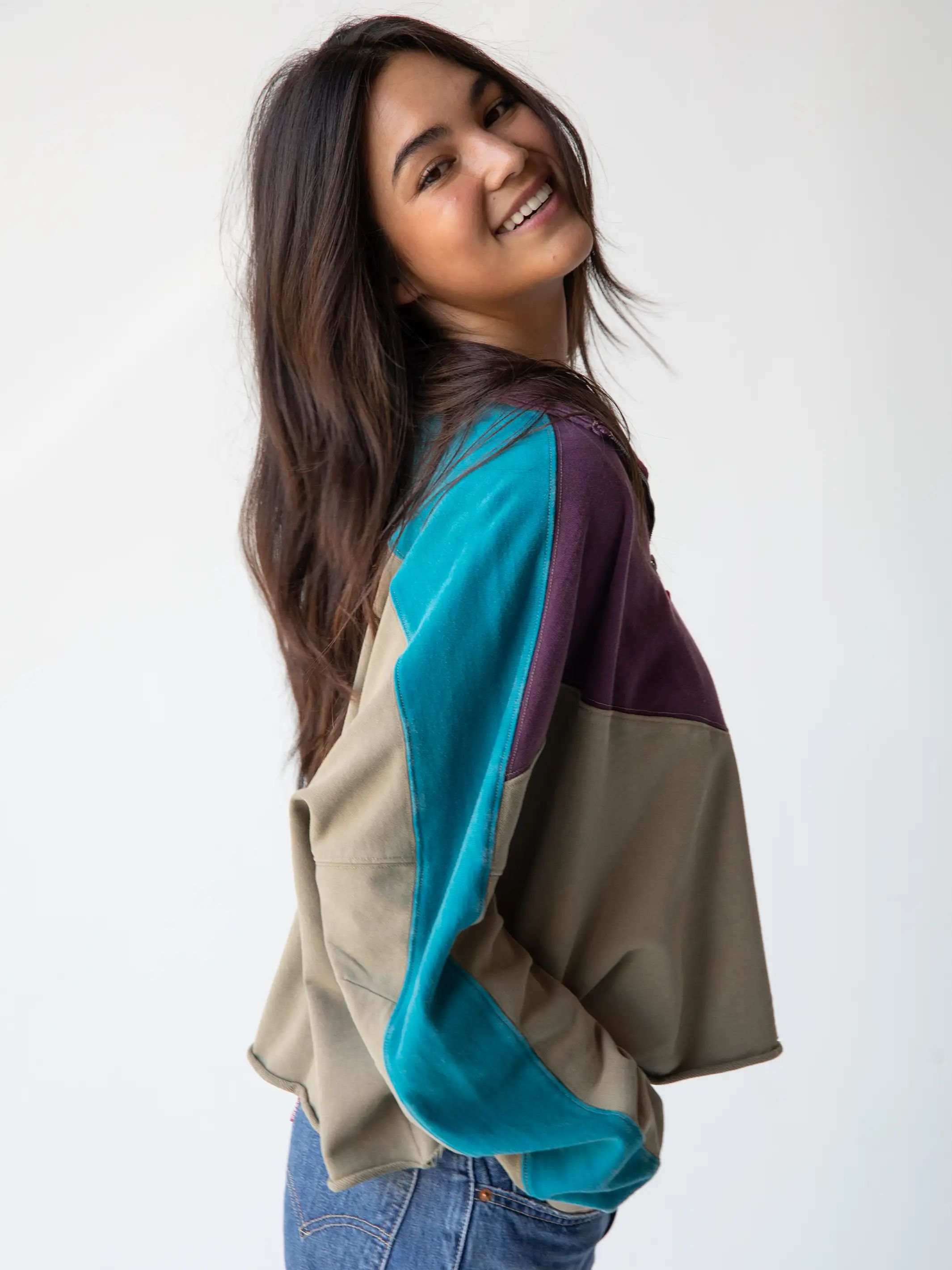 Jess Color Block Pullover - Purple sold by NATURAL LIFE product image thumbnail 3