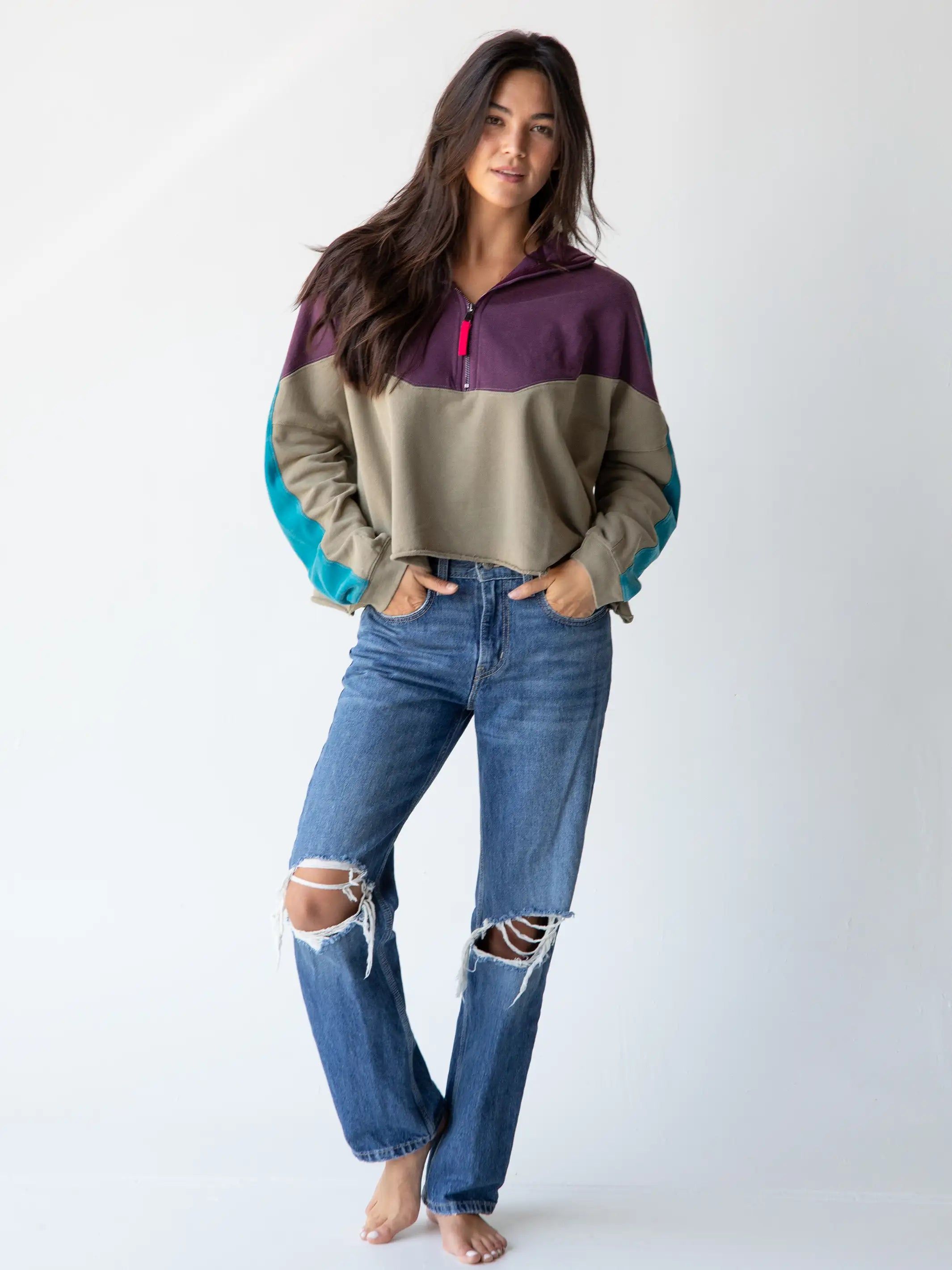 Jess Color Block Sweatshirt - Purple sold by NATURAL LIFE product image thumbnail 2