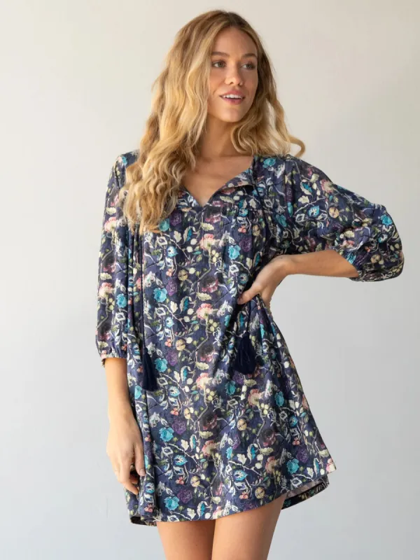 Lia Knit Mini Dress - Navy Peacock sold by NATURAL LIFE